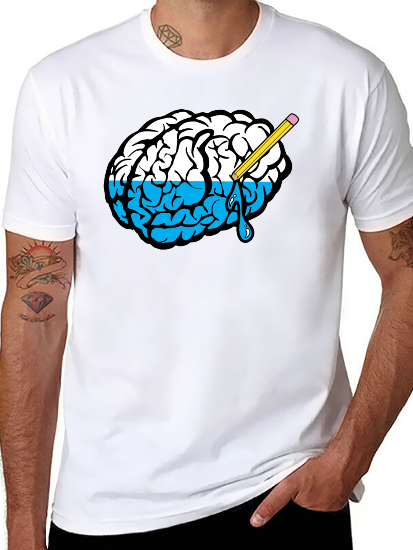 Creative Brain Tee - Black Cotton Graphic T-Shirt