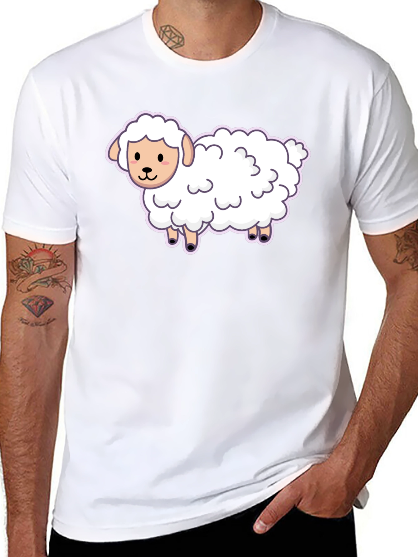 Cute Sheep Graphic Tee - Black