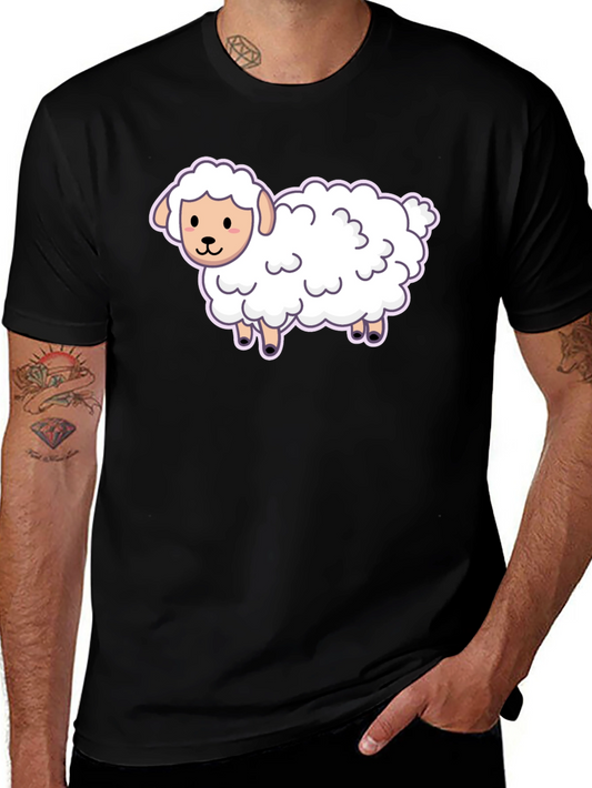 Cute Sheep Graphic Tee - Black