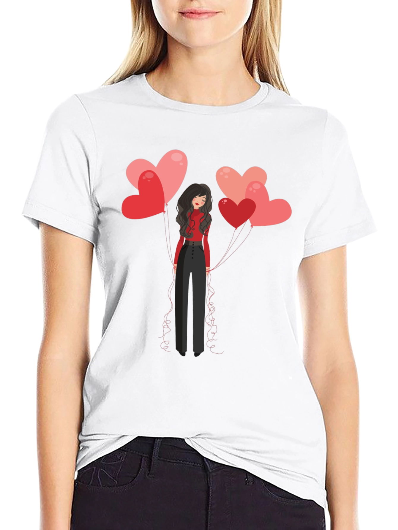 Heart Balloons Graphic Tee - Black