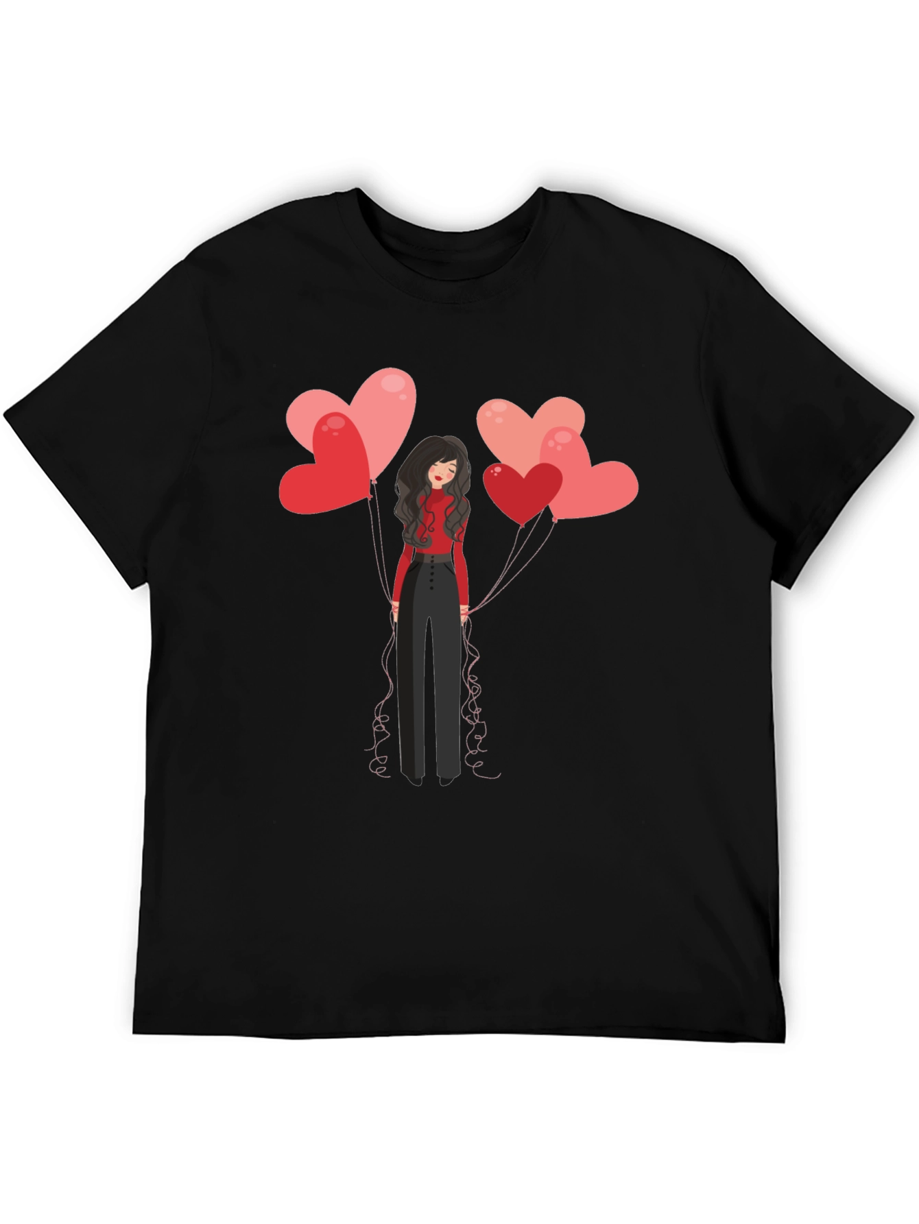 Heart Balloons Graphic Tee - Black
