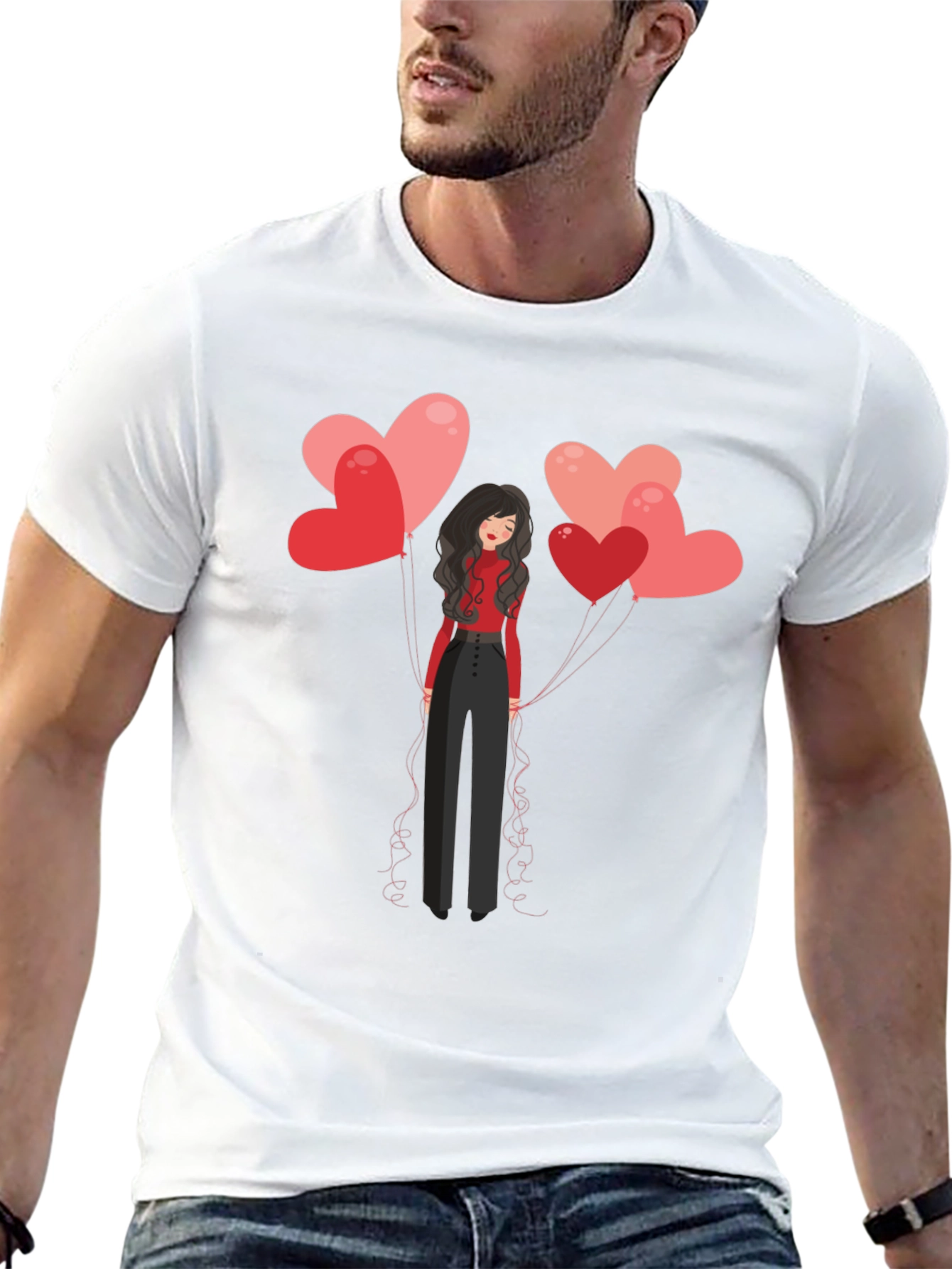 Heart Balloons Graphic Tee - Black