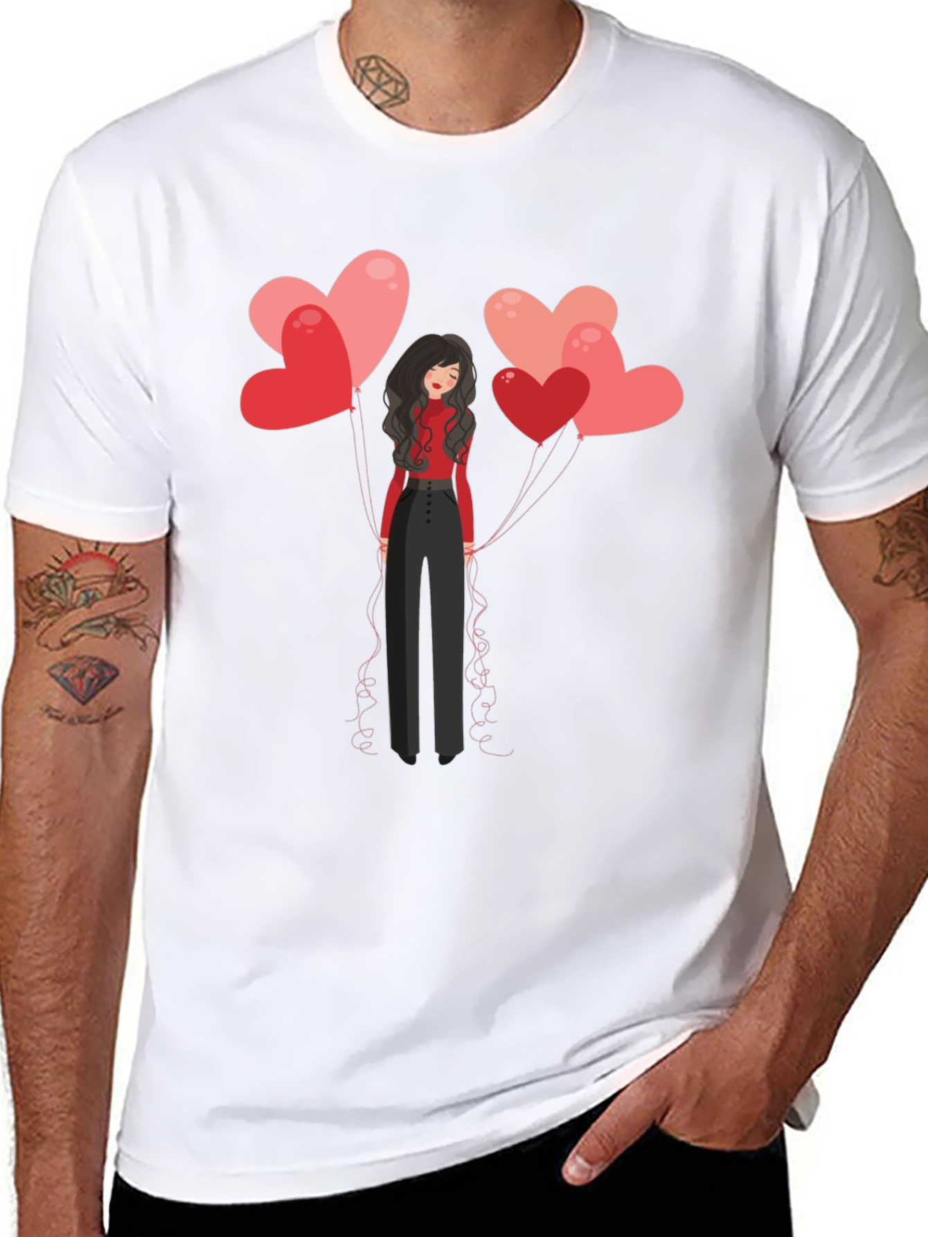Heart Balloons Graphic Tee - Black