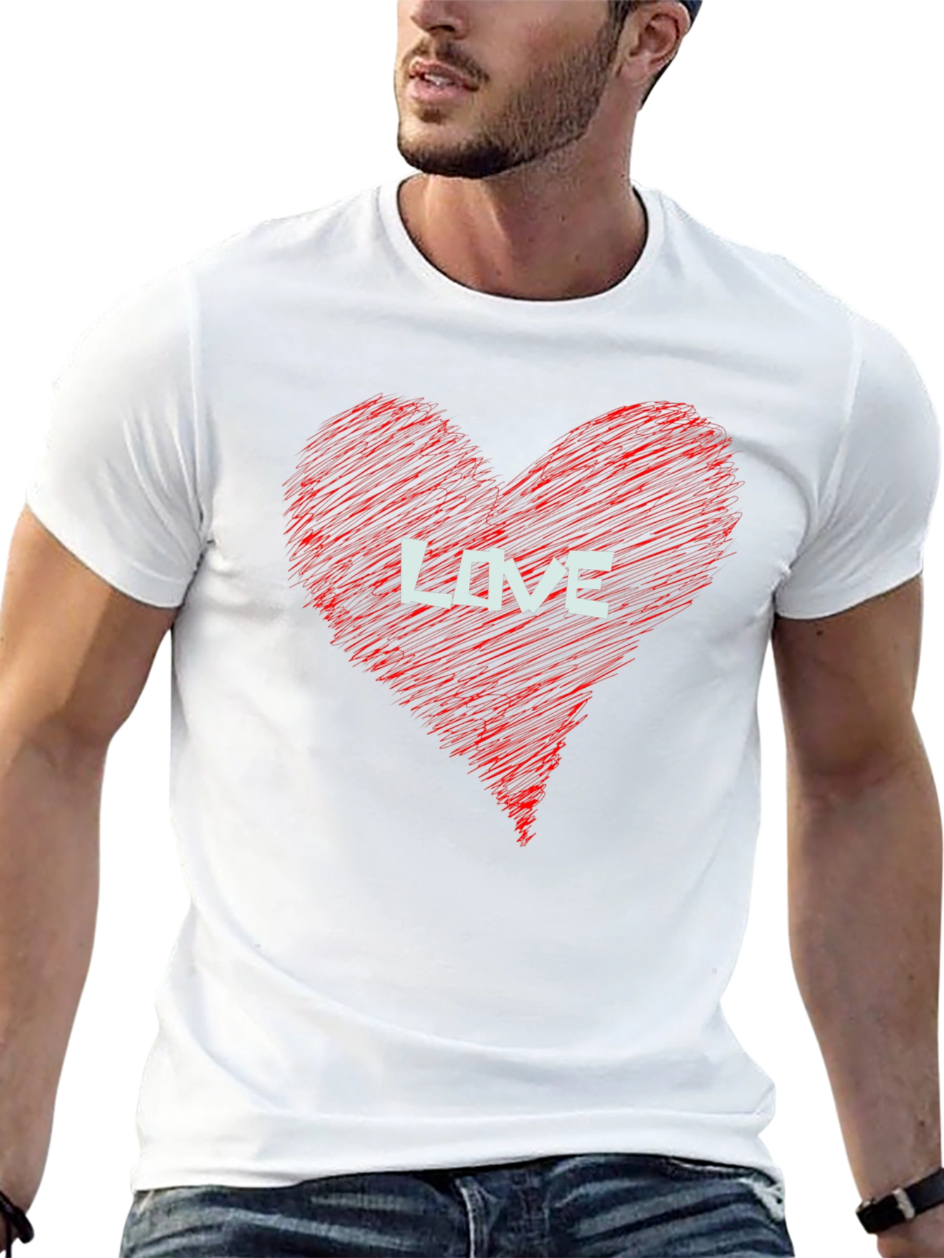 Love Heart Graphic Print Black T-Shirt
