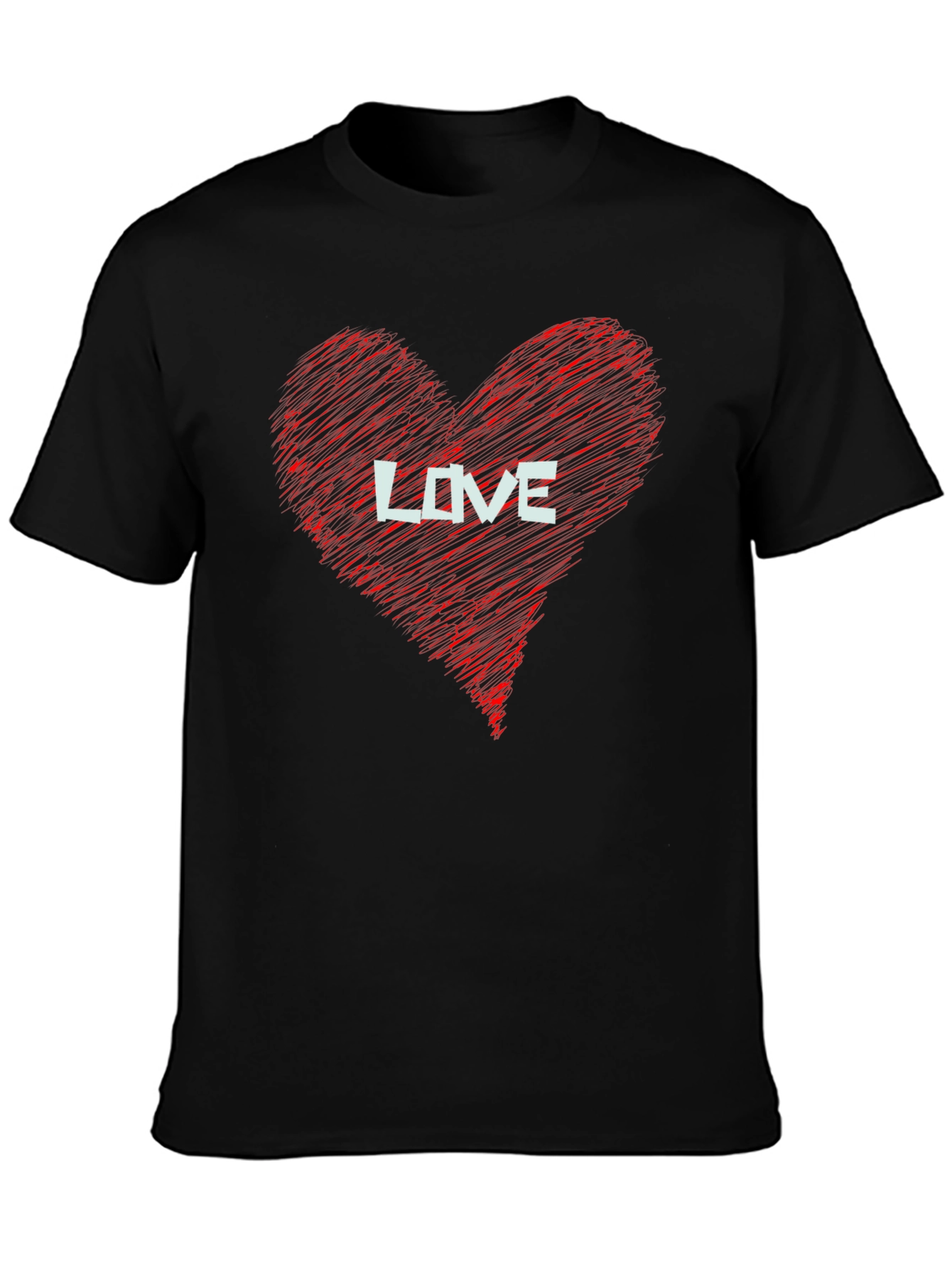 Love Heart Graphic Print Black T-Shirt