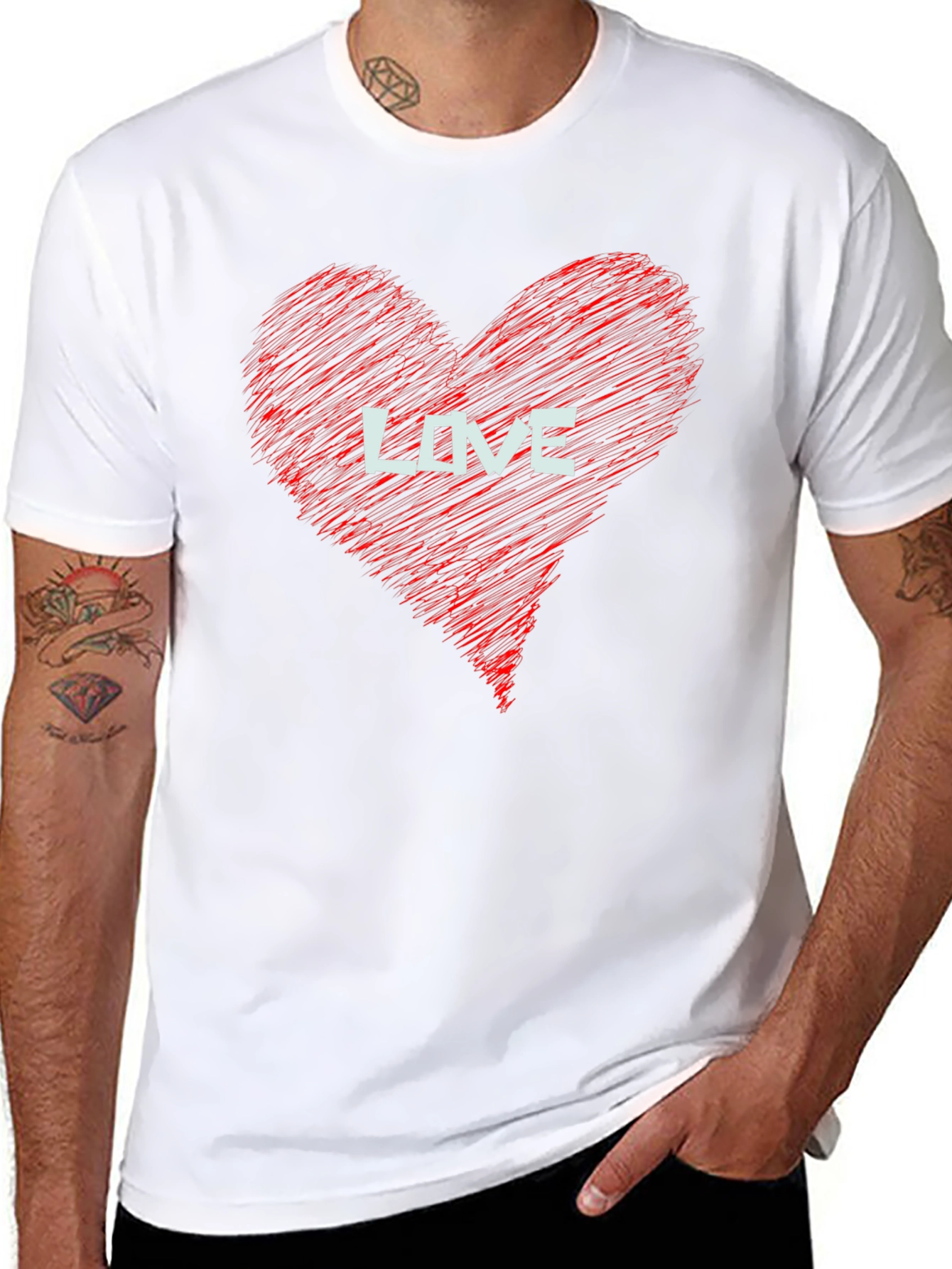 Love Heart Graphic Print Black T-Shirt