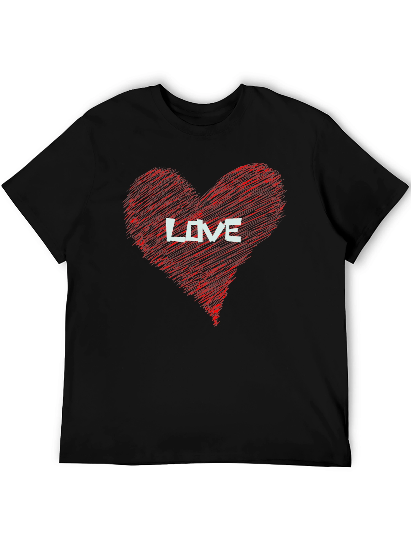 Love Heart Graphic Print Black T-Shirt