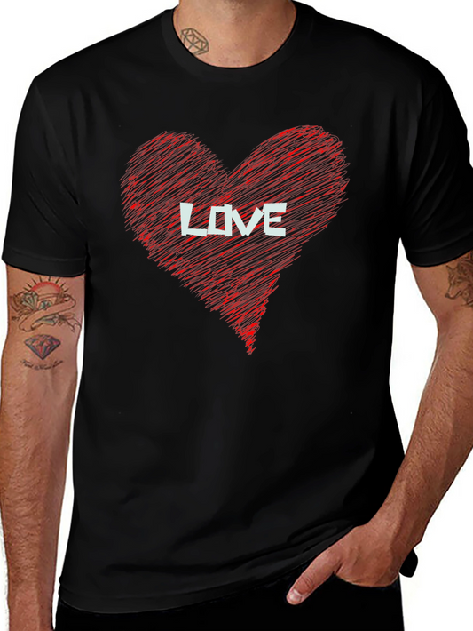 Love Heart Graphic Print Black T-Shirt