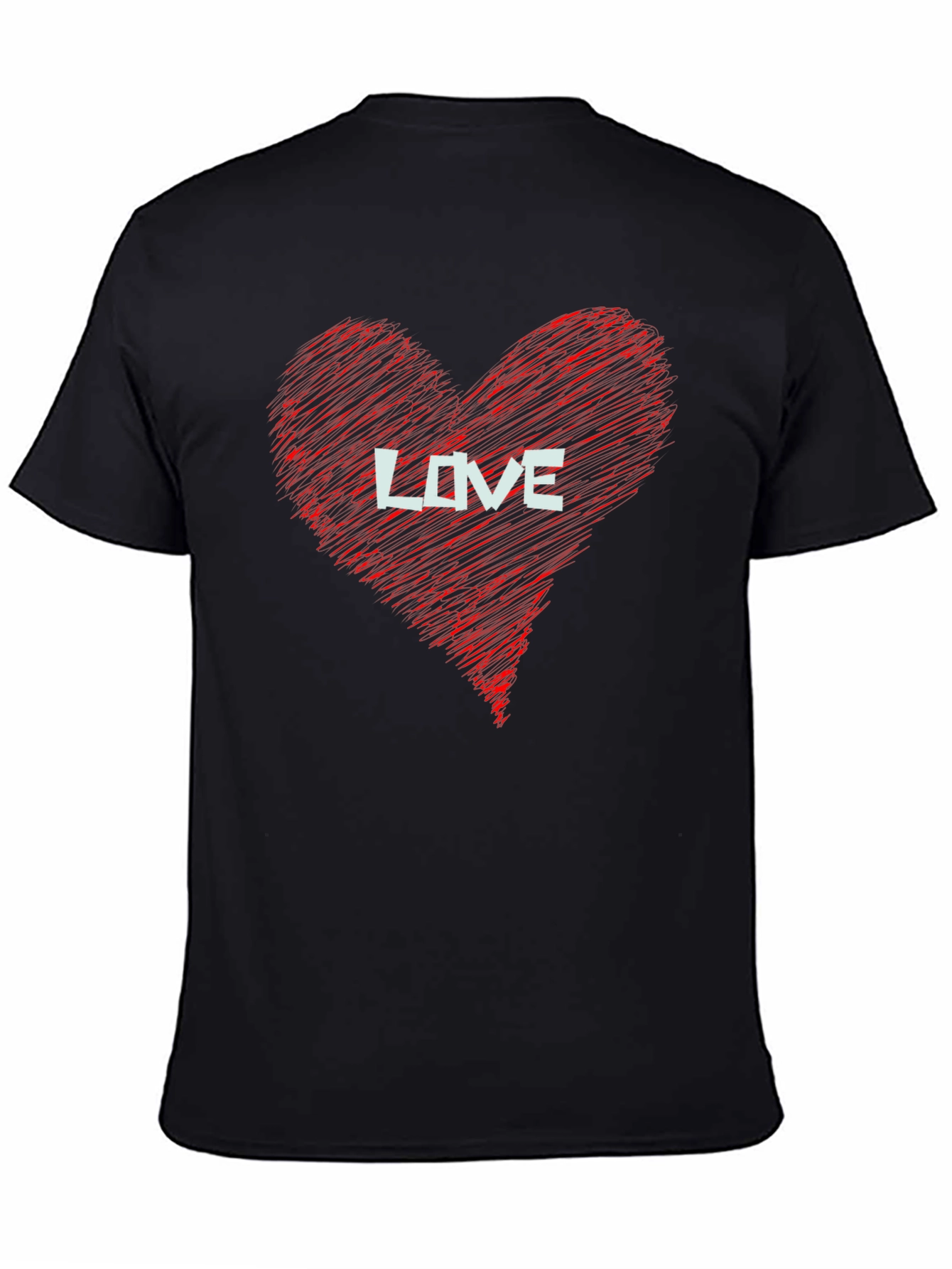 Love Heart Graphic Print Black T-Shirt