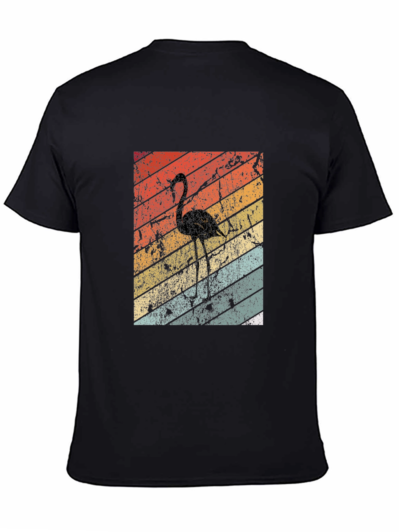 Retro Flamingo Graphic Tee - Black