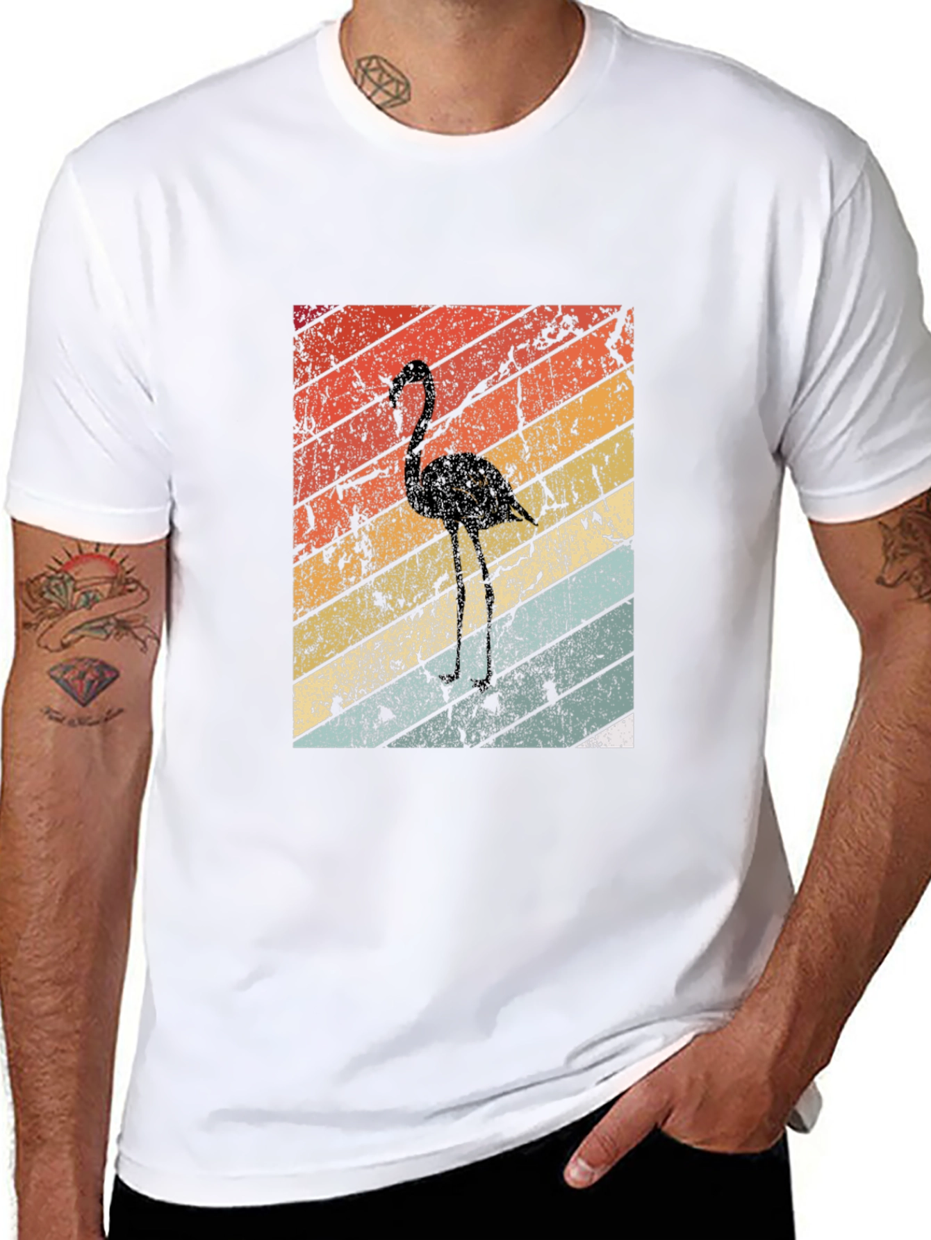 Retro Flamingo Graphic Tee - Black