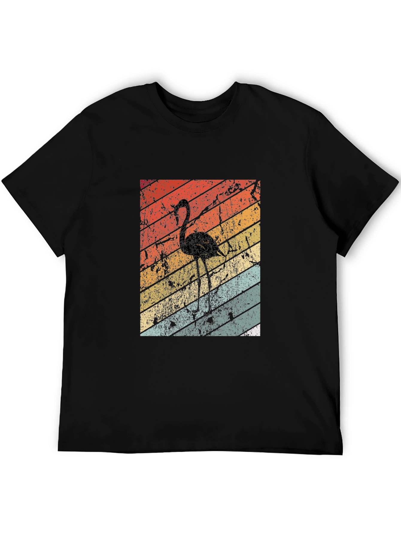 Retro Flamingo Graphic Tee - Black