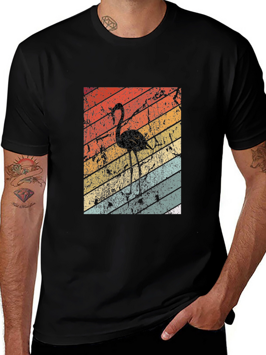 Retro Flamingo Graphic Tee - Black