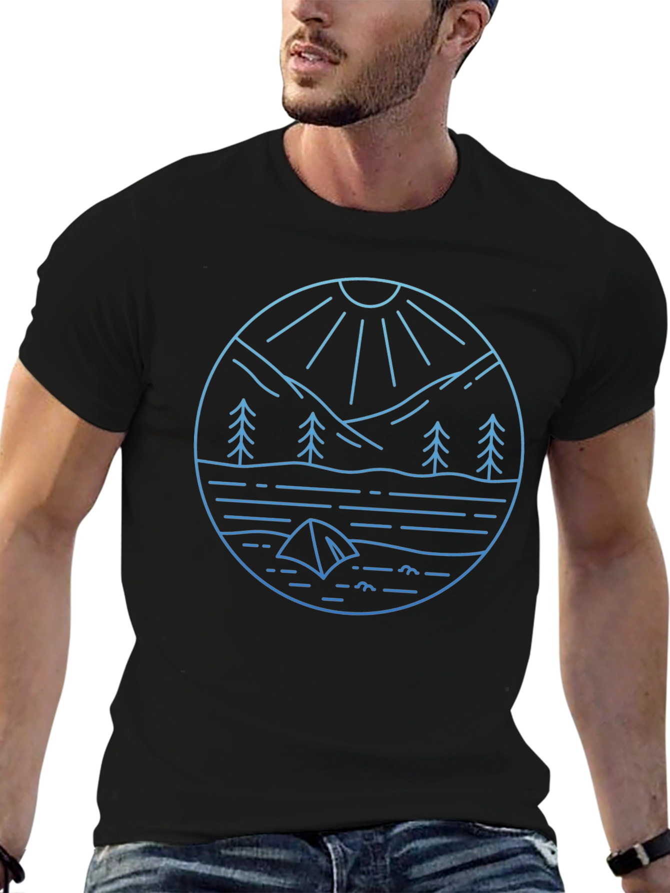 Nature Scene Graphic T-Shirt - Black