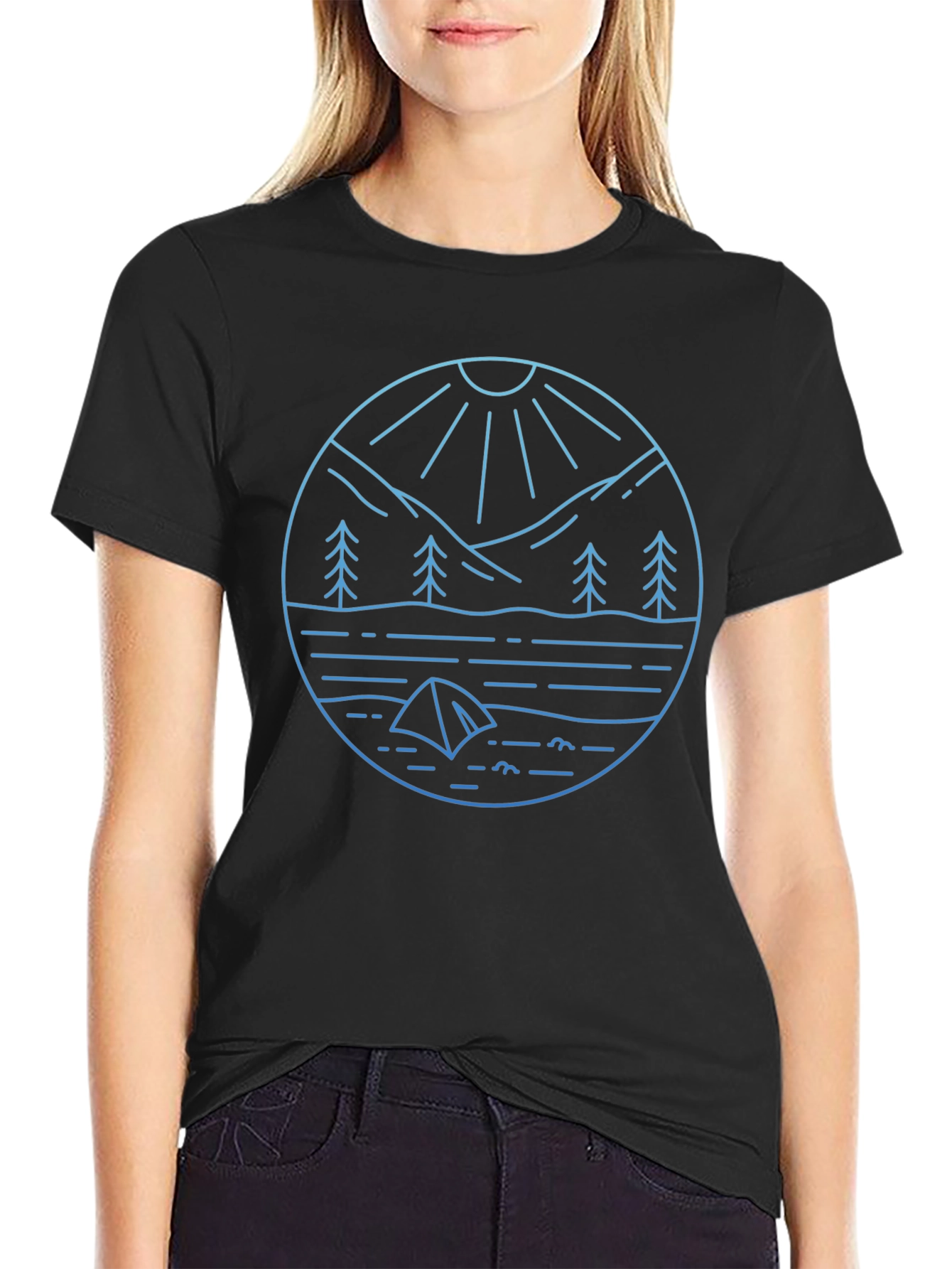 Nature Scene Graphic T-Shirt - Black
