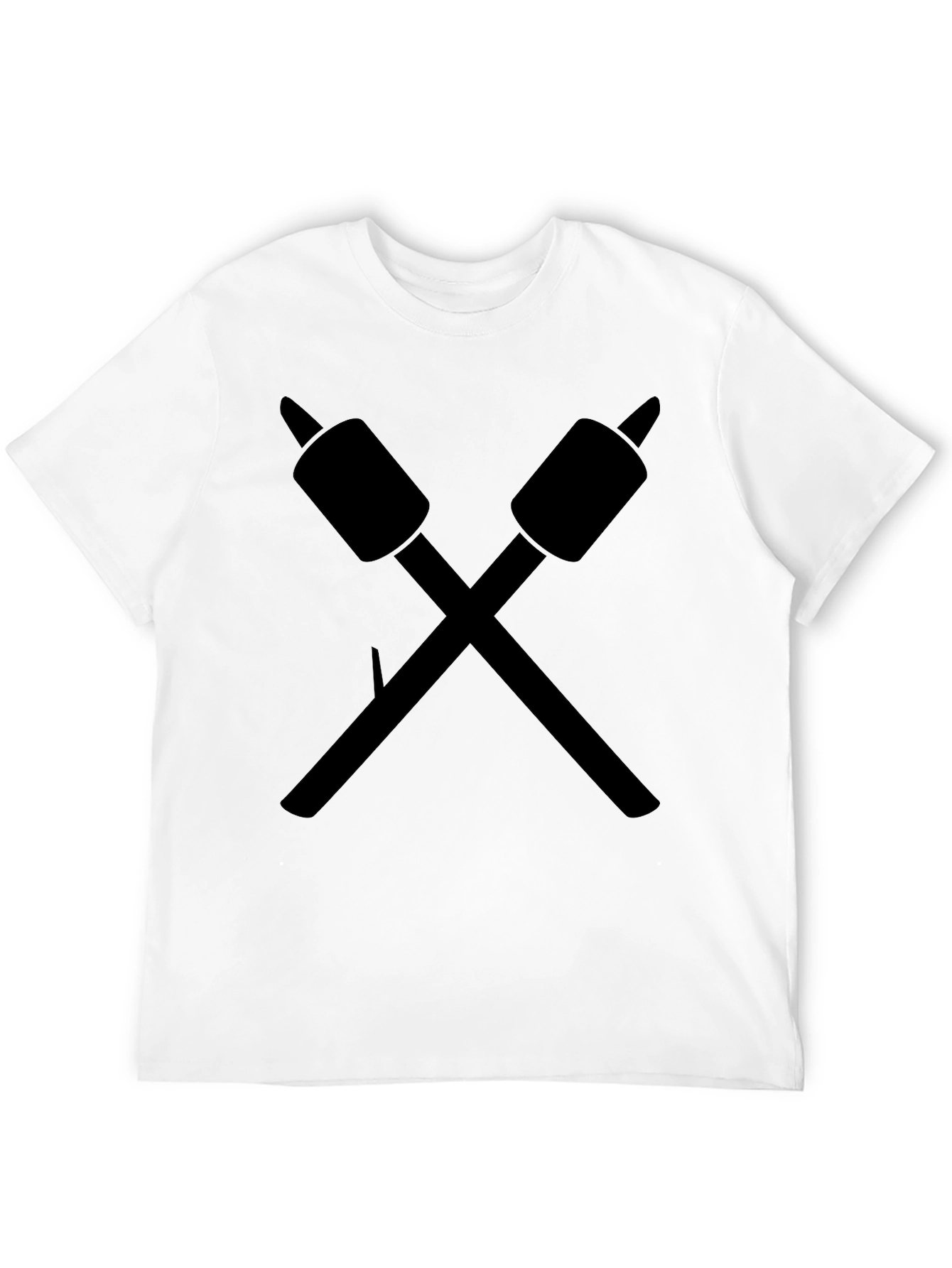 Crossed Marshmallow Roasting Sticks Graphic Tee - Black