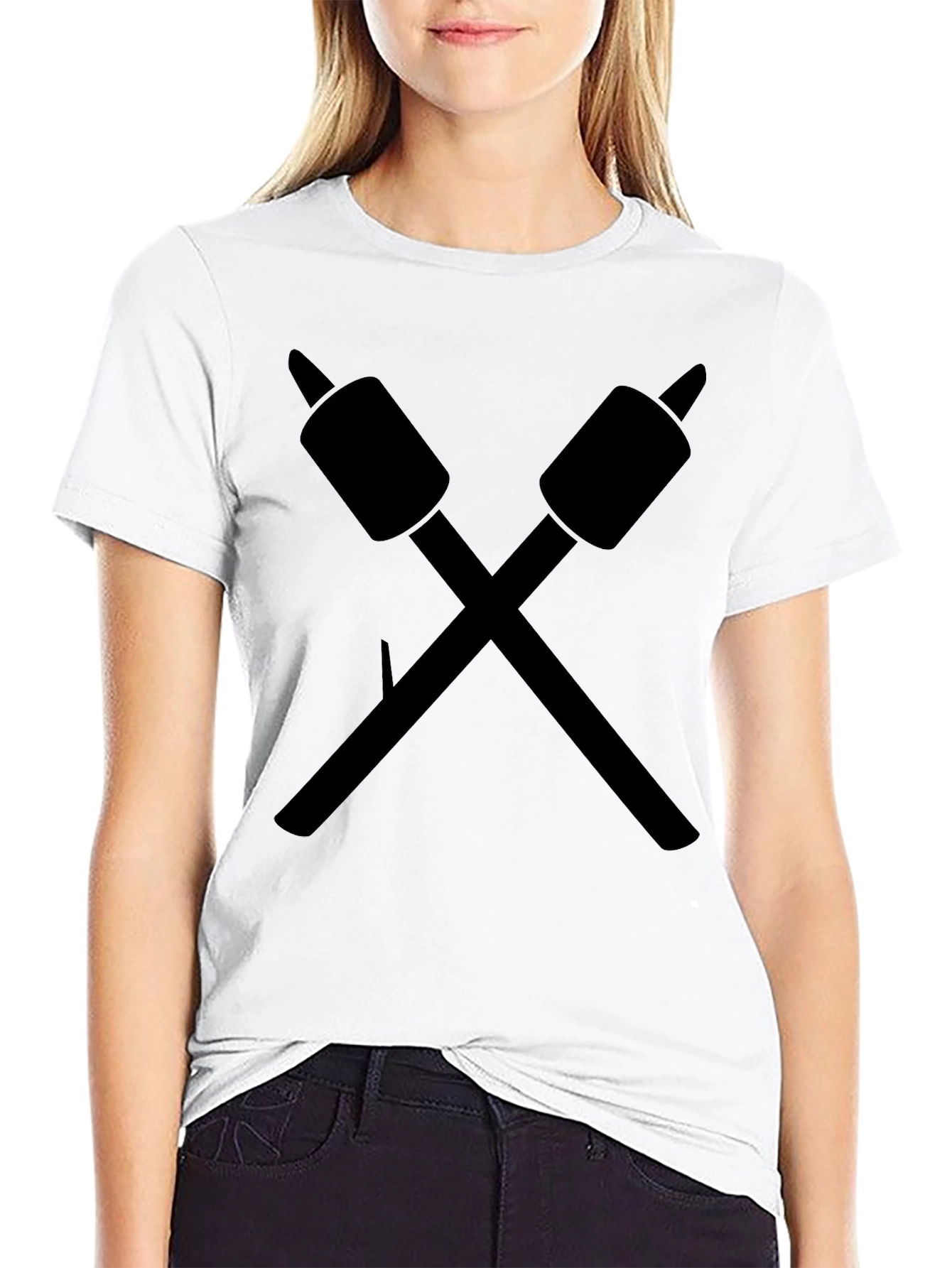 Crossed Marshmallow Roasting Sticks Graphic Tee - Black