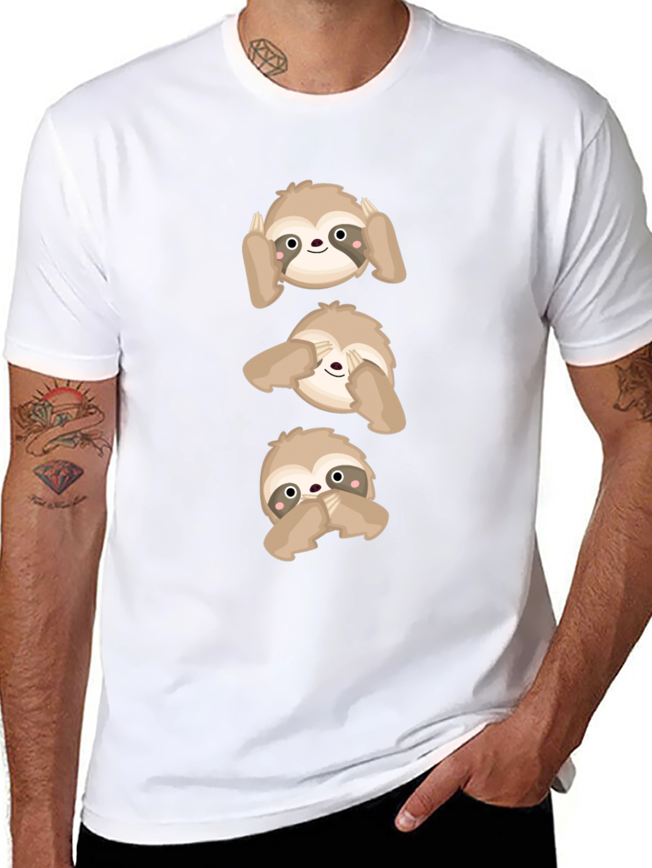 Hear See Speak No Evil Sloth Graphic Tee