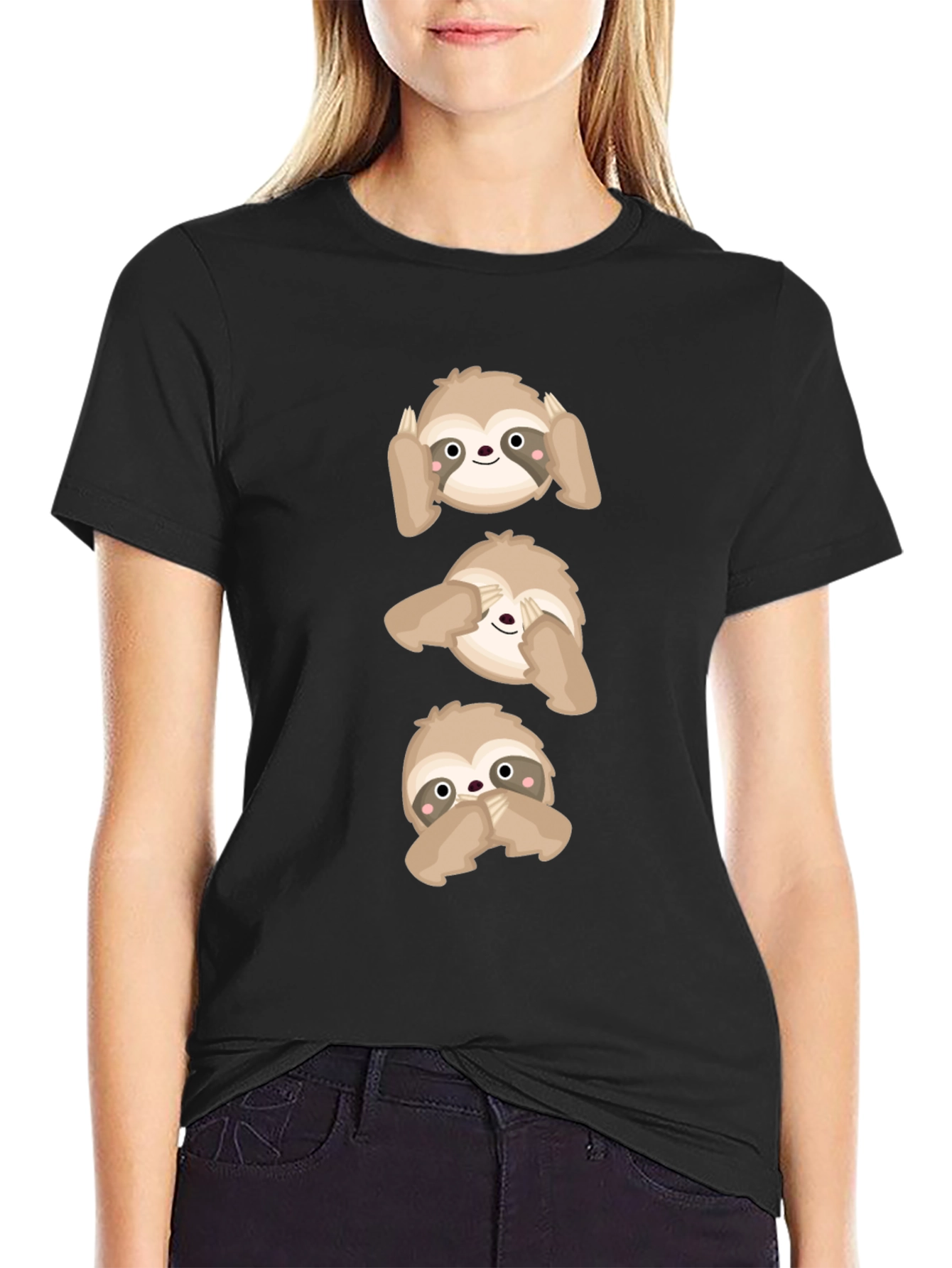 Hear See Speak No Evil Sloth Graphic Tee