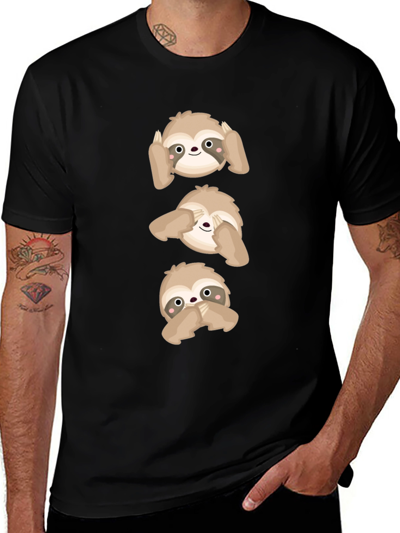 Hear See Speak No Evil Sloth Graphic Tee