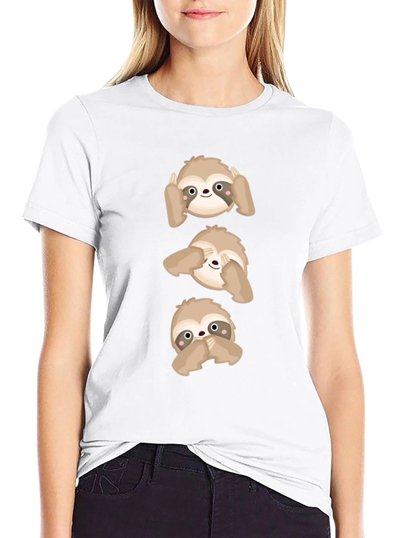 Hear See Speak No Evil Sloth Graphic Tee