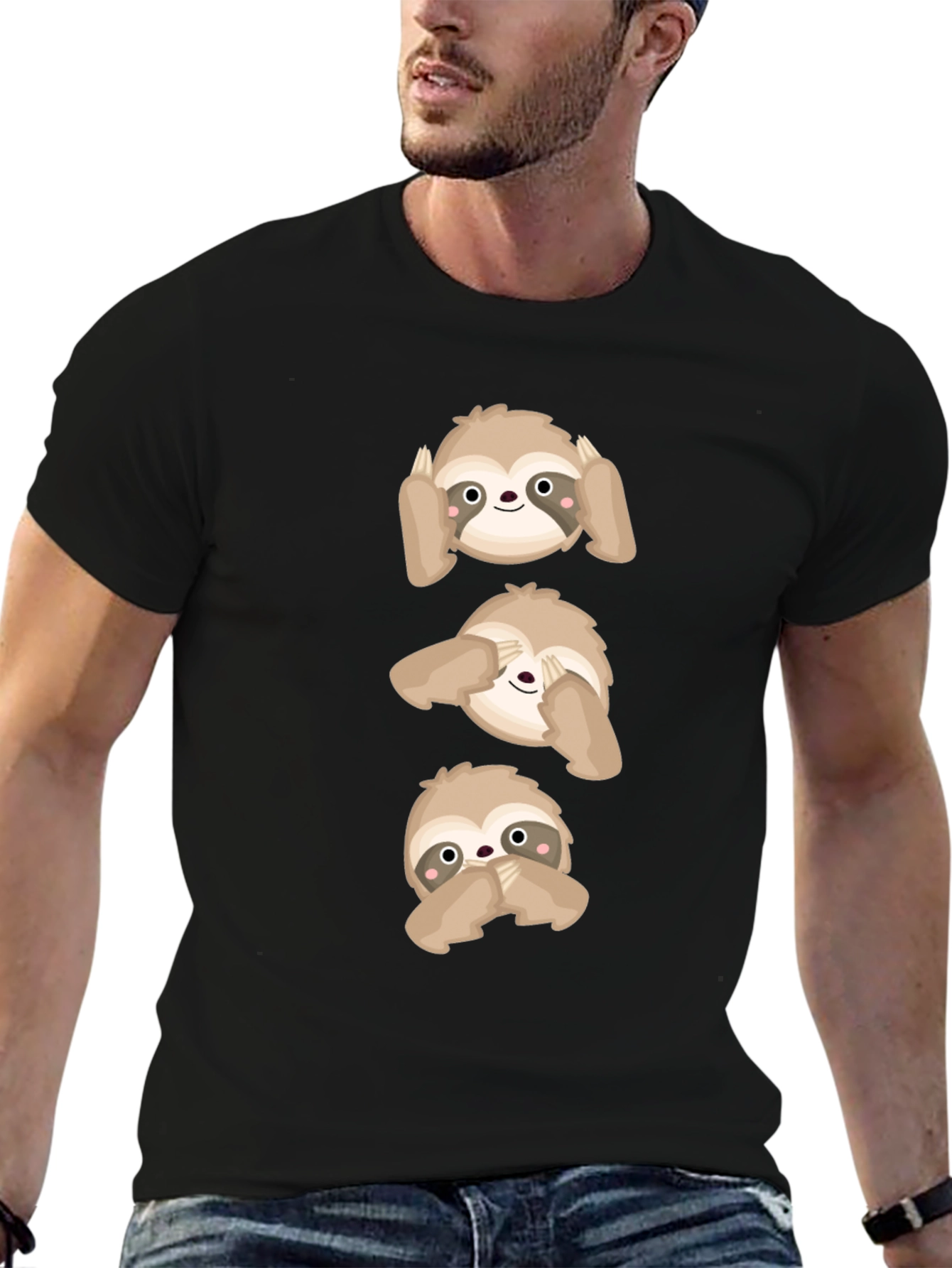 Hear See Speak No Evil Sloth Graphic Tee