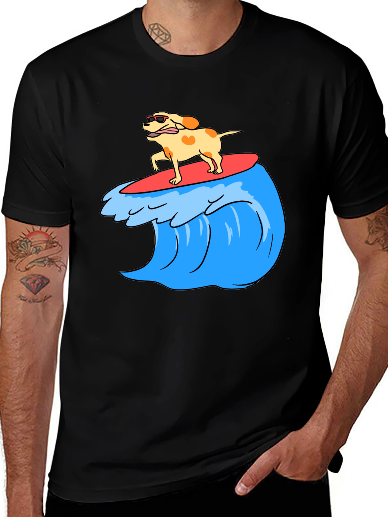 Dog Surfing Wave Graphic Tee