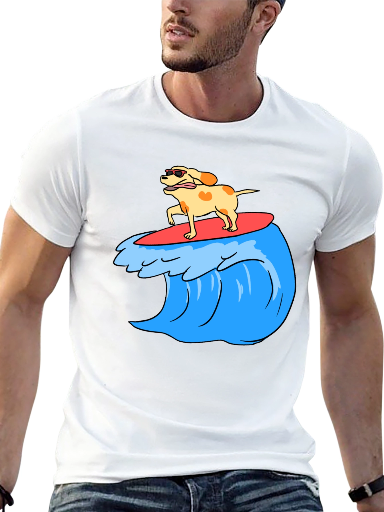 Dog Surfing Wave Graphic Tee