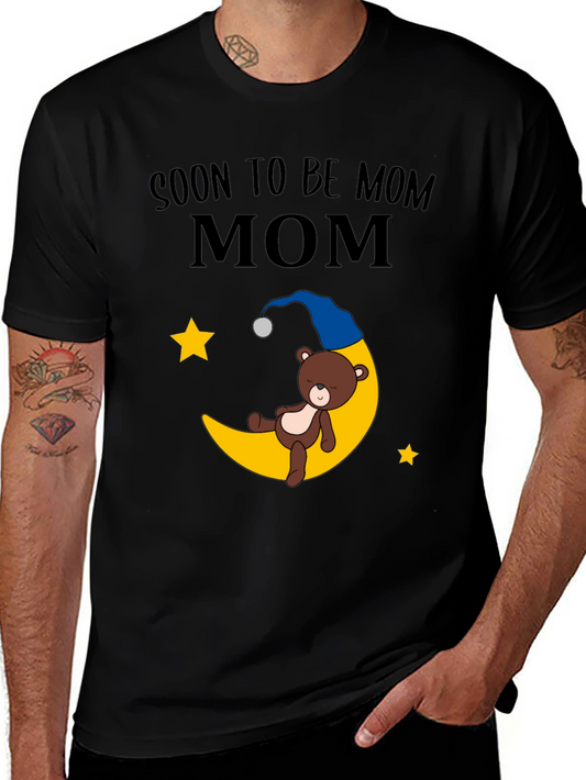 Soon To Be Mom T-Shirt - Sleeping Bear & Moon Graphic Tee
