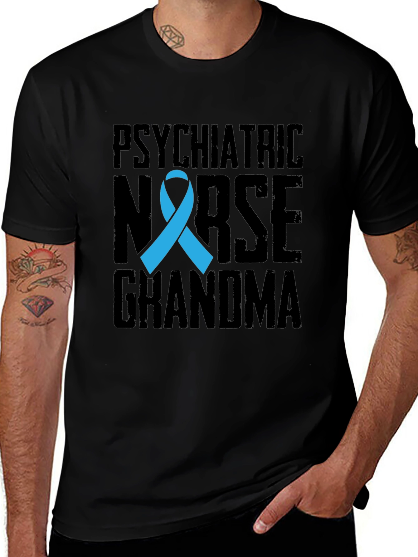 Psychiatric Nurse Grandma T-Shirt - Awareness Ribbon Tee