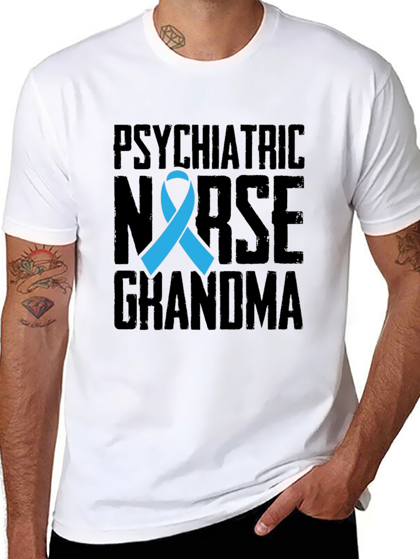 Psychiatric Nurse Grandma T-Shirt - Awareness Ribbon Tee