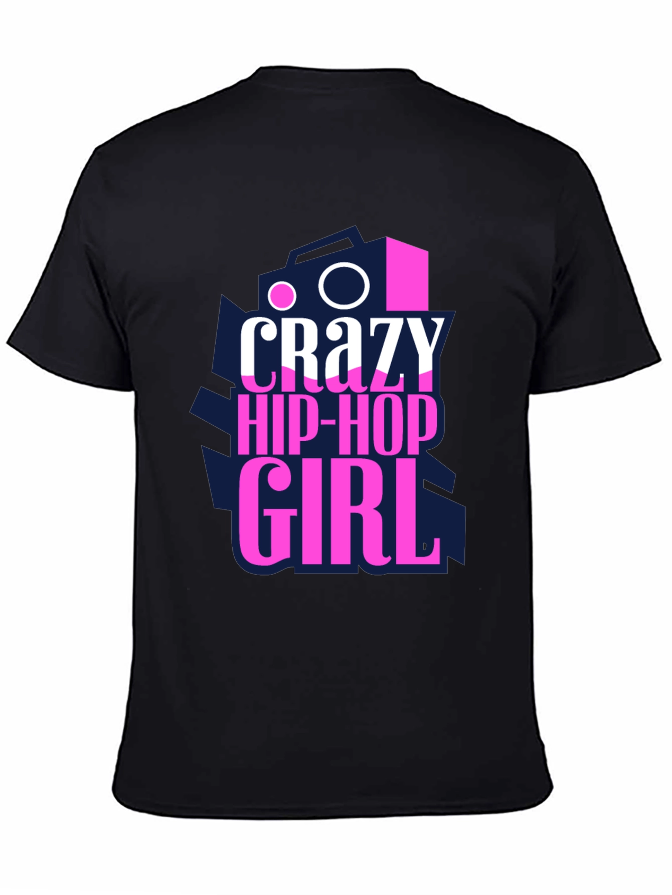 Crazy Hip-Hop Girl Graphic Tee - Black