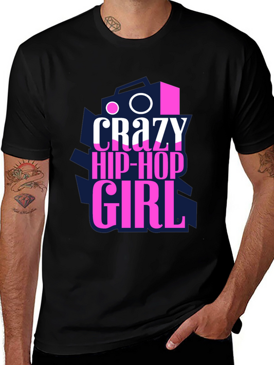 Crazy Hip-Hop Girl Graphic Tee - Black