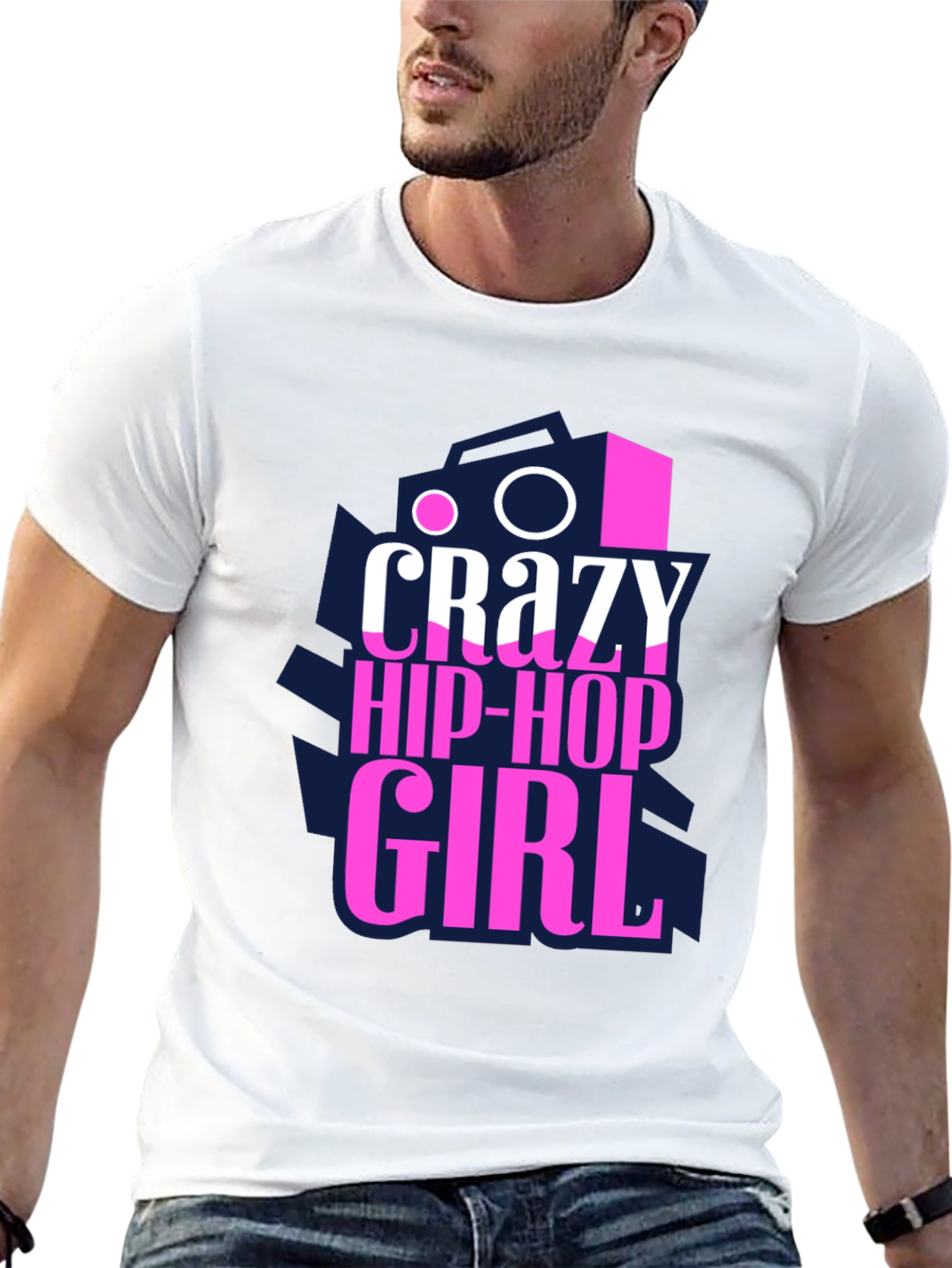 Crazy Hip-Hop Girl Graphic Tee - Black
