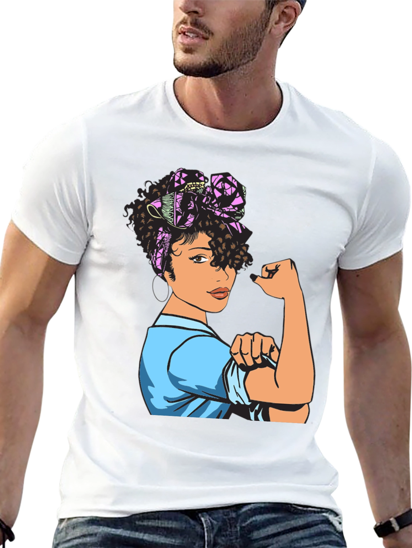 Black Rosie the Riveter Women Empowerment T-Shirt