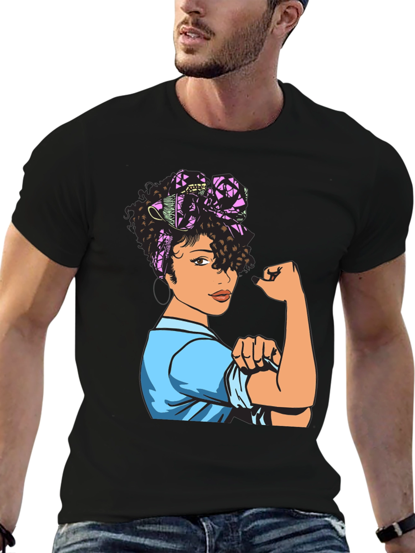 Black Rosie the Riveter Women Empowerment T-Shirt
