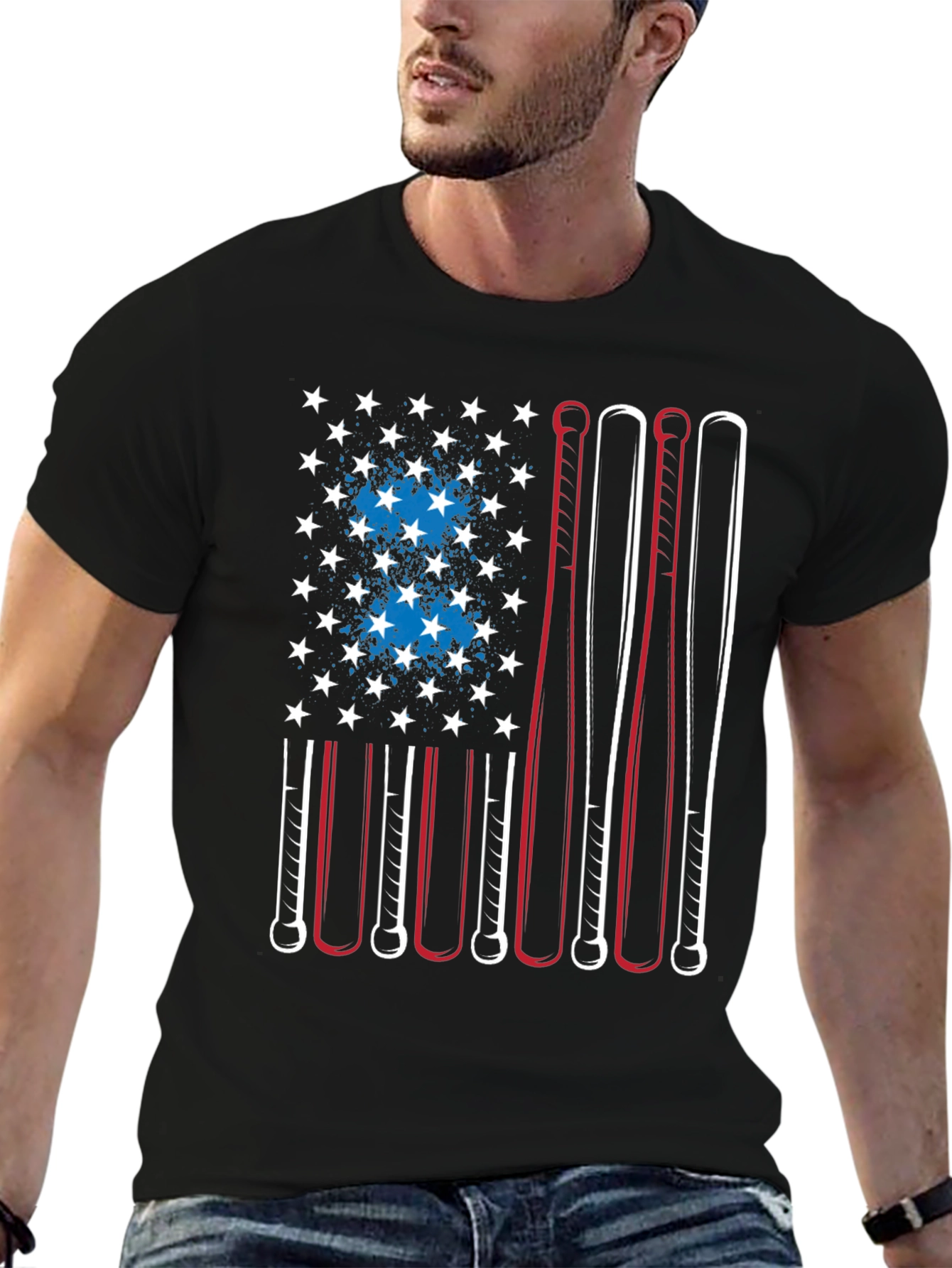 Baseball Bat American Flag T-Shirt