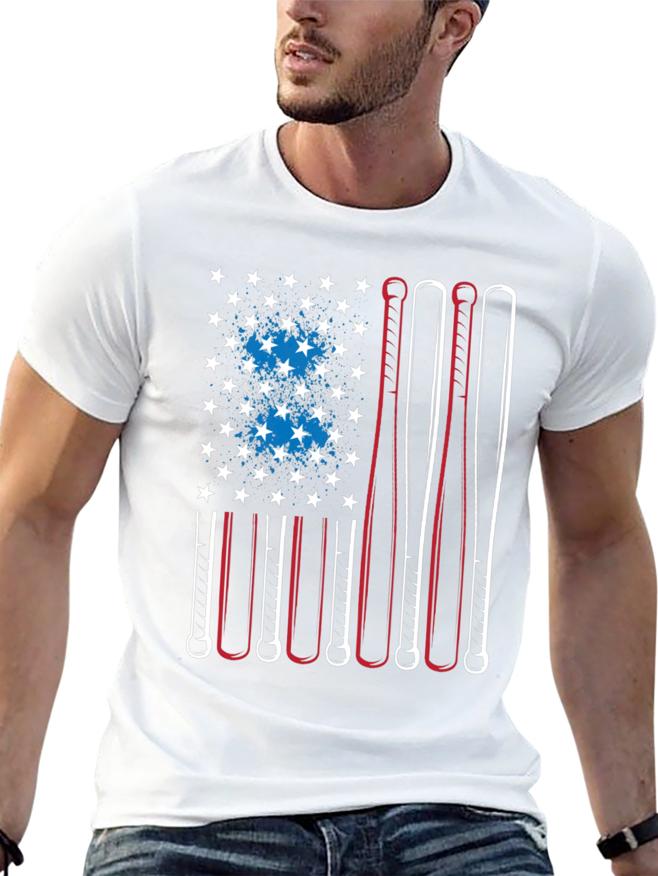 Baseball Bat American Flag T-Shirt