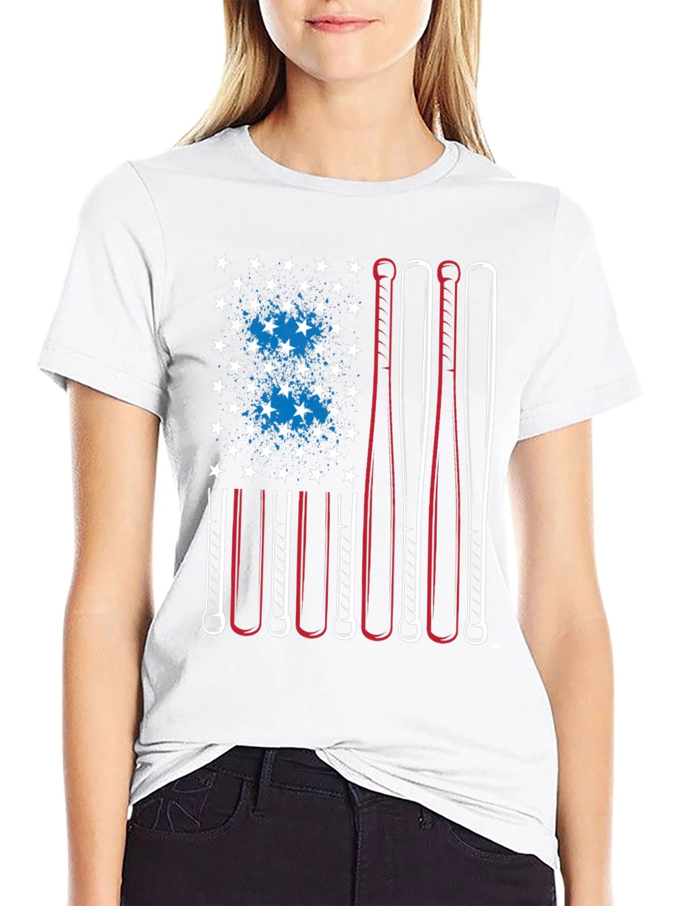Baseball Bat American Flag T-Shirt