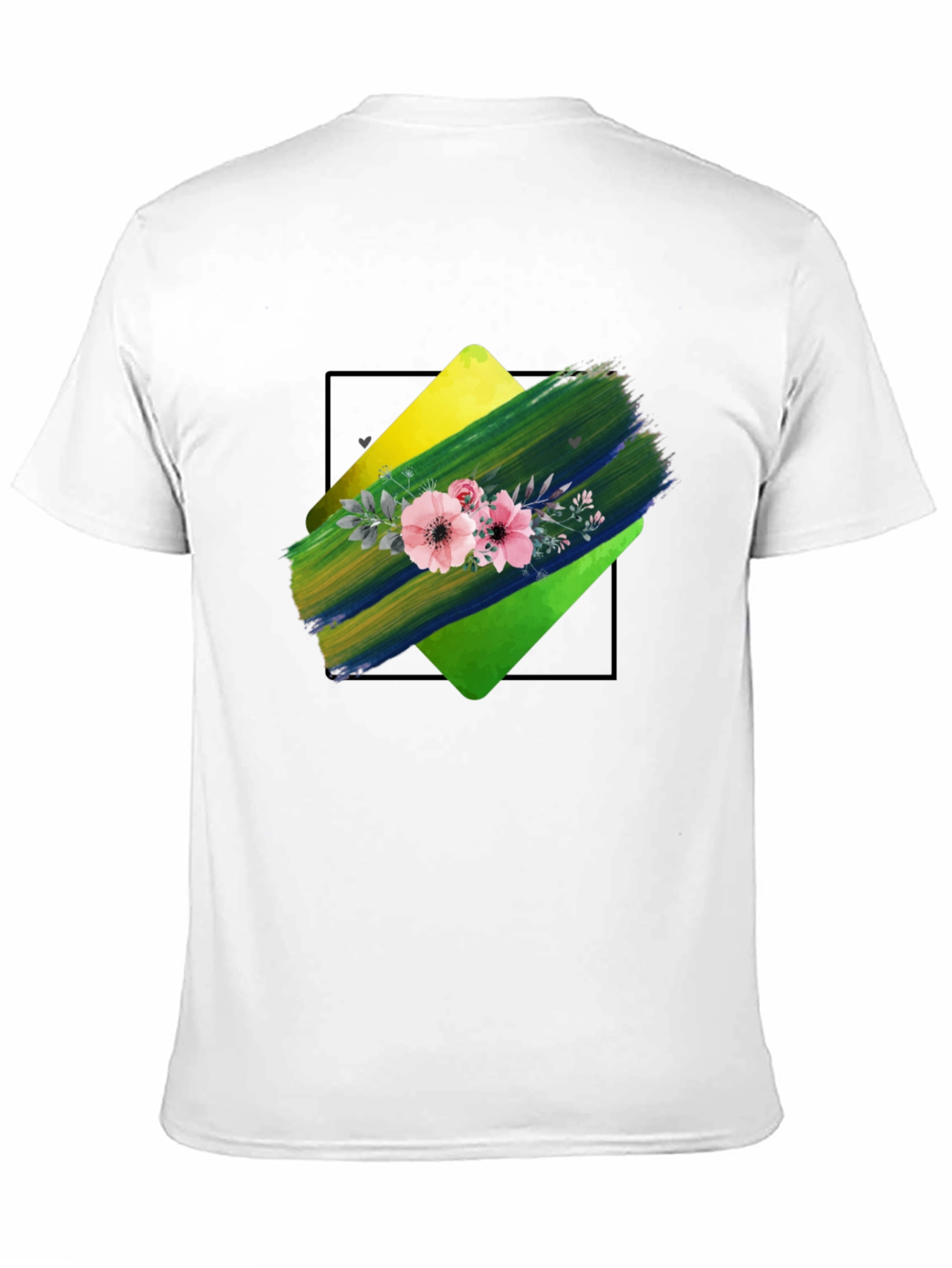 Floral Brushstroke Graphic Tee - Black