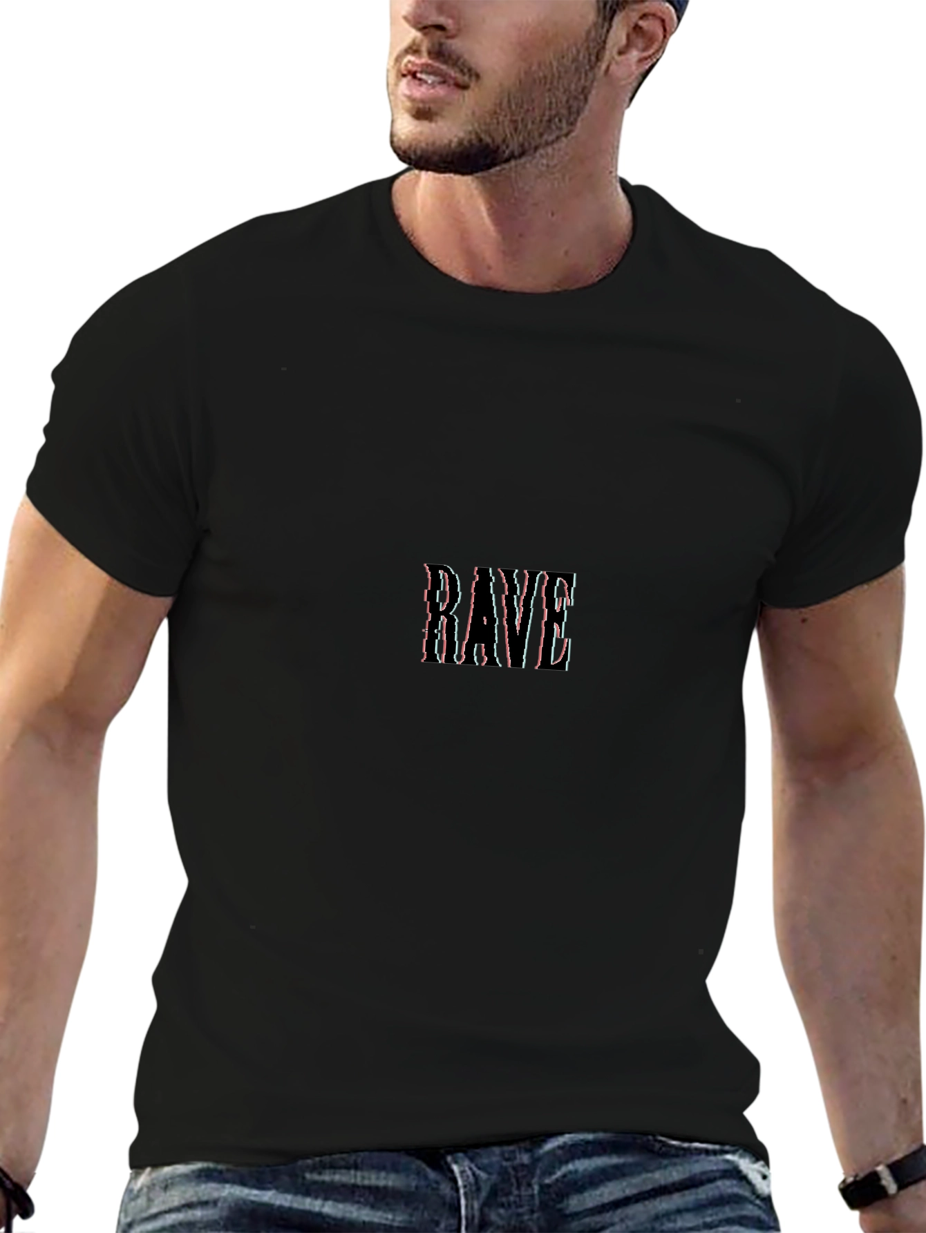 Rave Graphic Tee - Mens Black Crew Neck T-Shirt