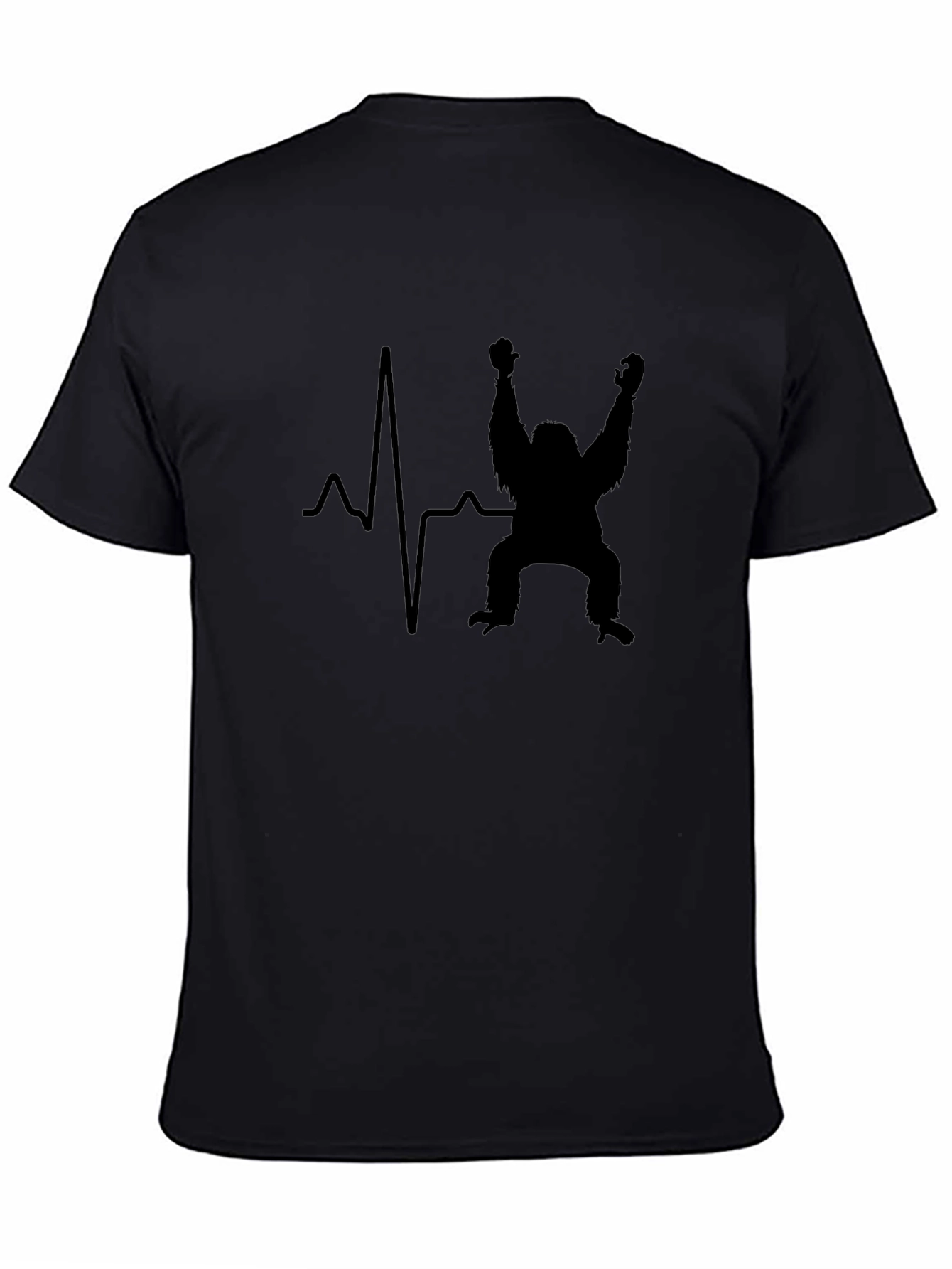 Heartbeat Gorilla T-Shirt - Black Crew Neck Tee