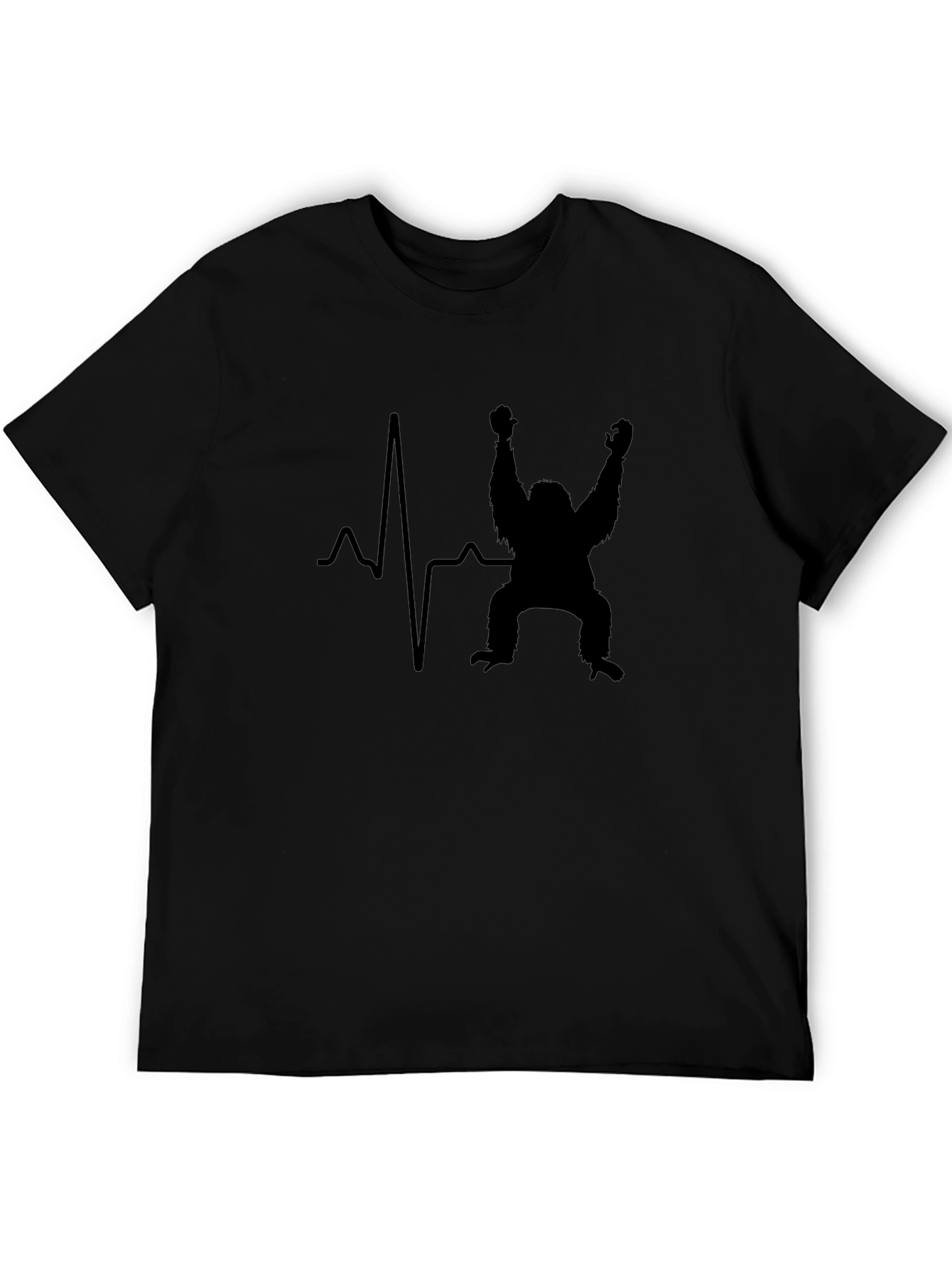 Heartbeat Gorilla T-Shirt - Black Crew Neck Tee
