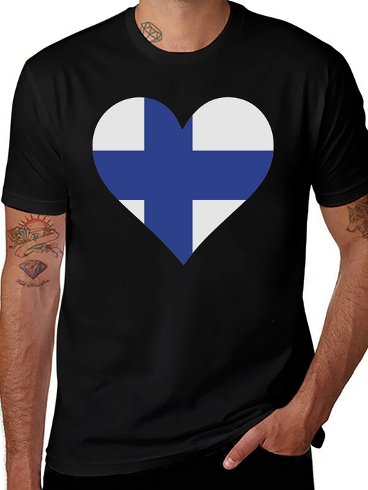 Finland Flag Heart T-Shirt - Finnish Pride Tee