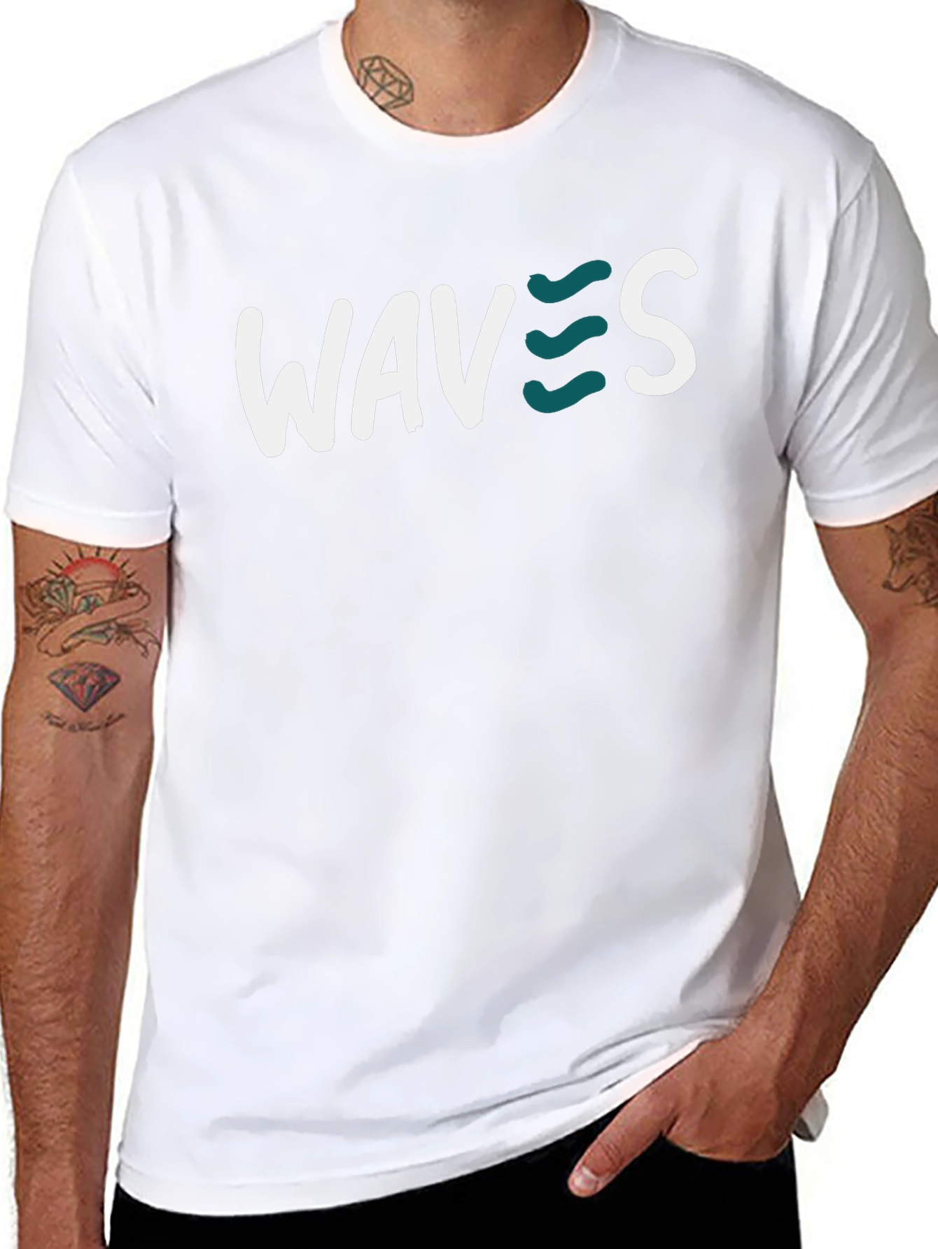 Waves Graphic Tee - Black Cotton T-Shirt