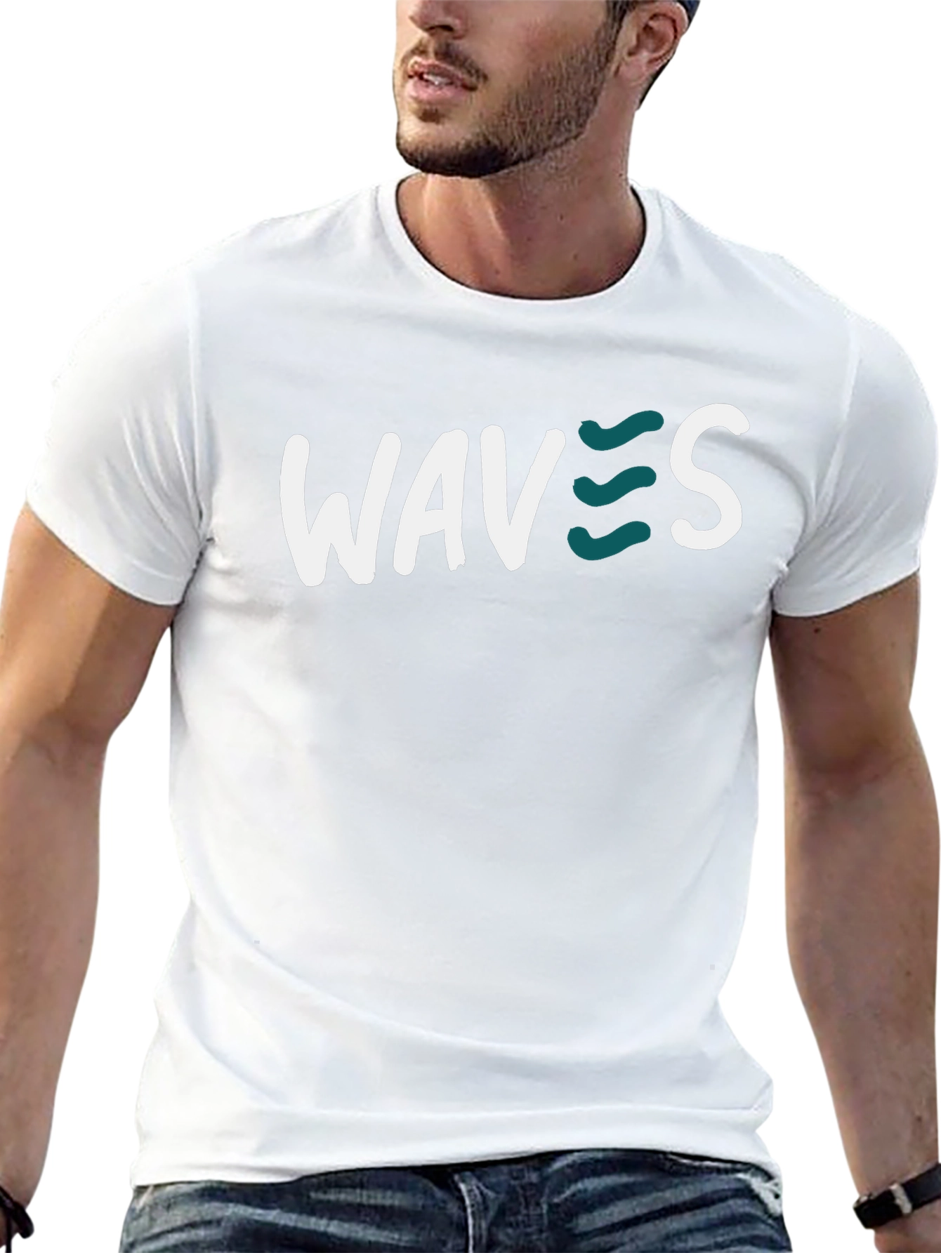 Waves Graphic Tee - Black Cotton T-Shirt