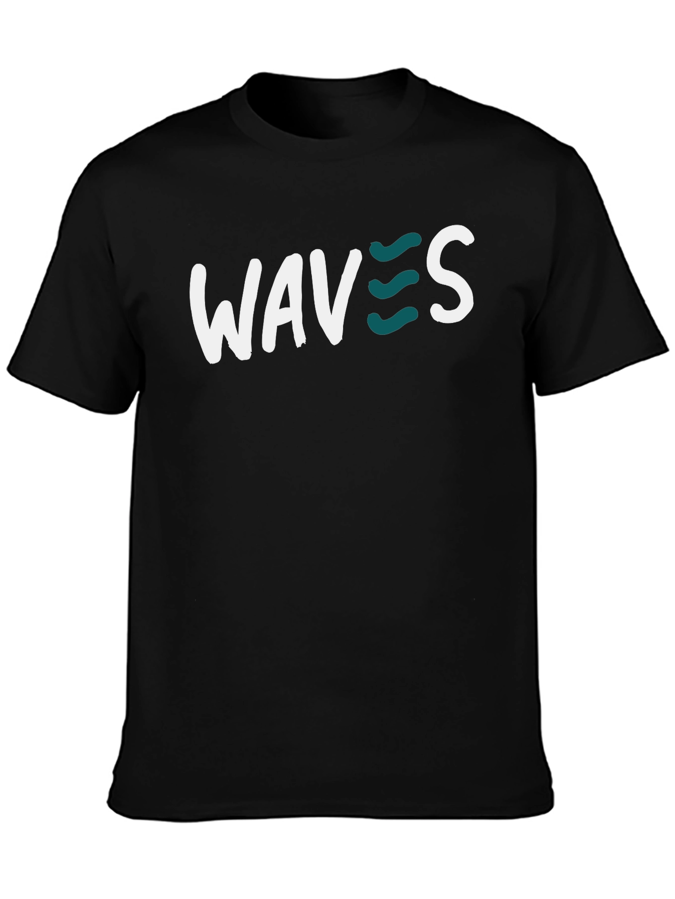 Waves Graphic Tee - Black Cotton T-Shirt