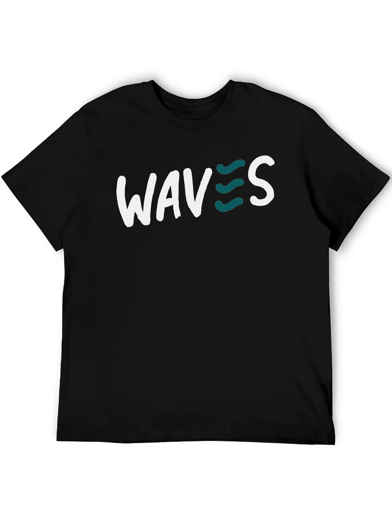 Waves Graphic Tee - Black Cotton T-Shirt