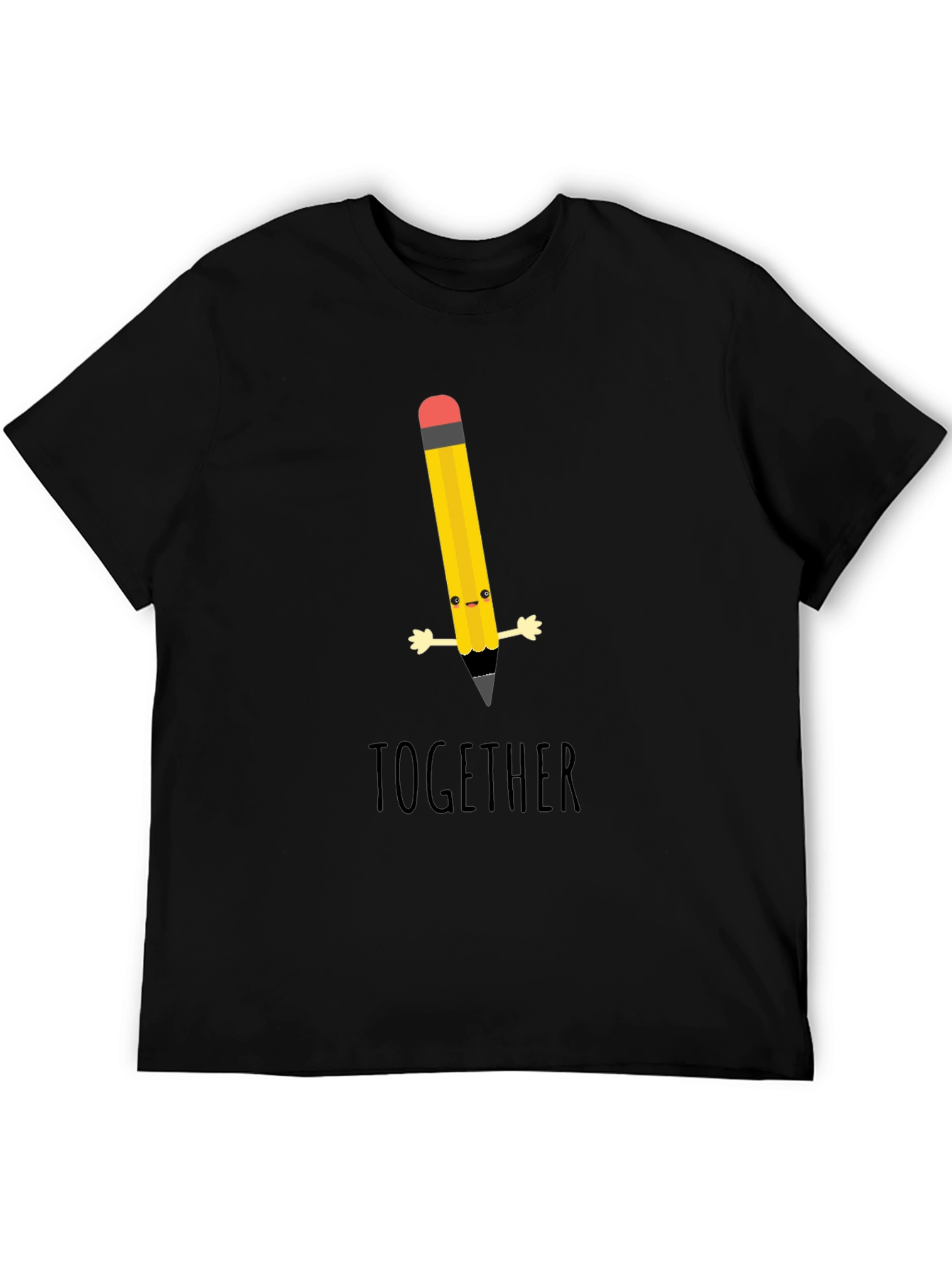 Cute Cartoon Pencil Together Graphic T-Shirt