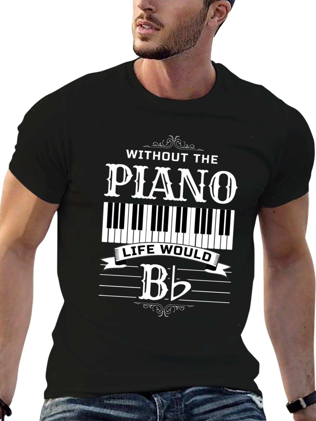 Piano Music Lover Black T-Shirt